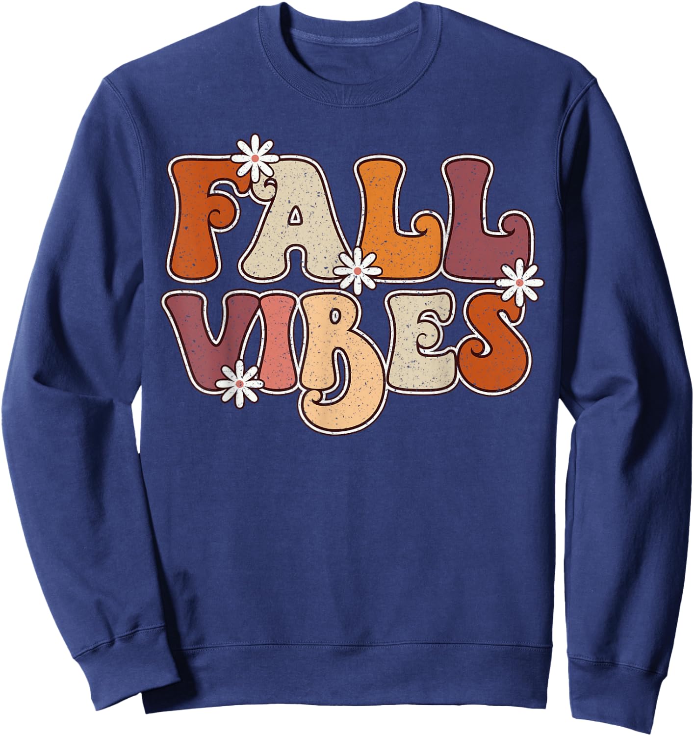 Fall Vibes Retro Groovy Thanksgiving Autumn Fall Lover Women Sweatshirt - Sweatshirt | Navy