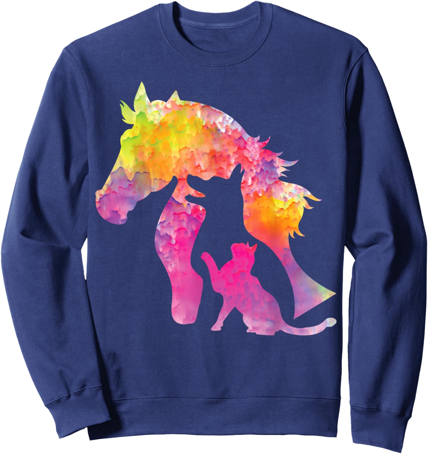 Hund Katze Pferd Design Haustiere Vierbeiner Fun Geschenke Sweatshirt - Sweatshirt | Navy