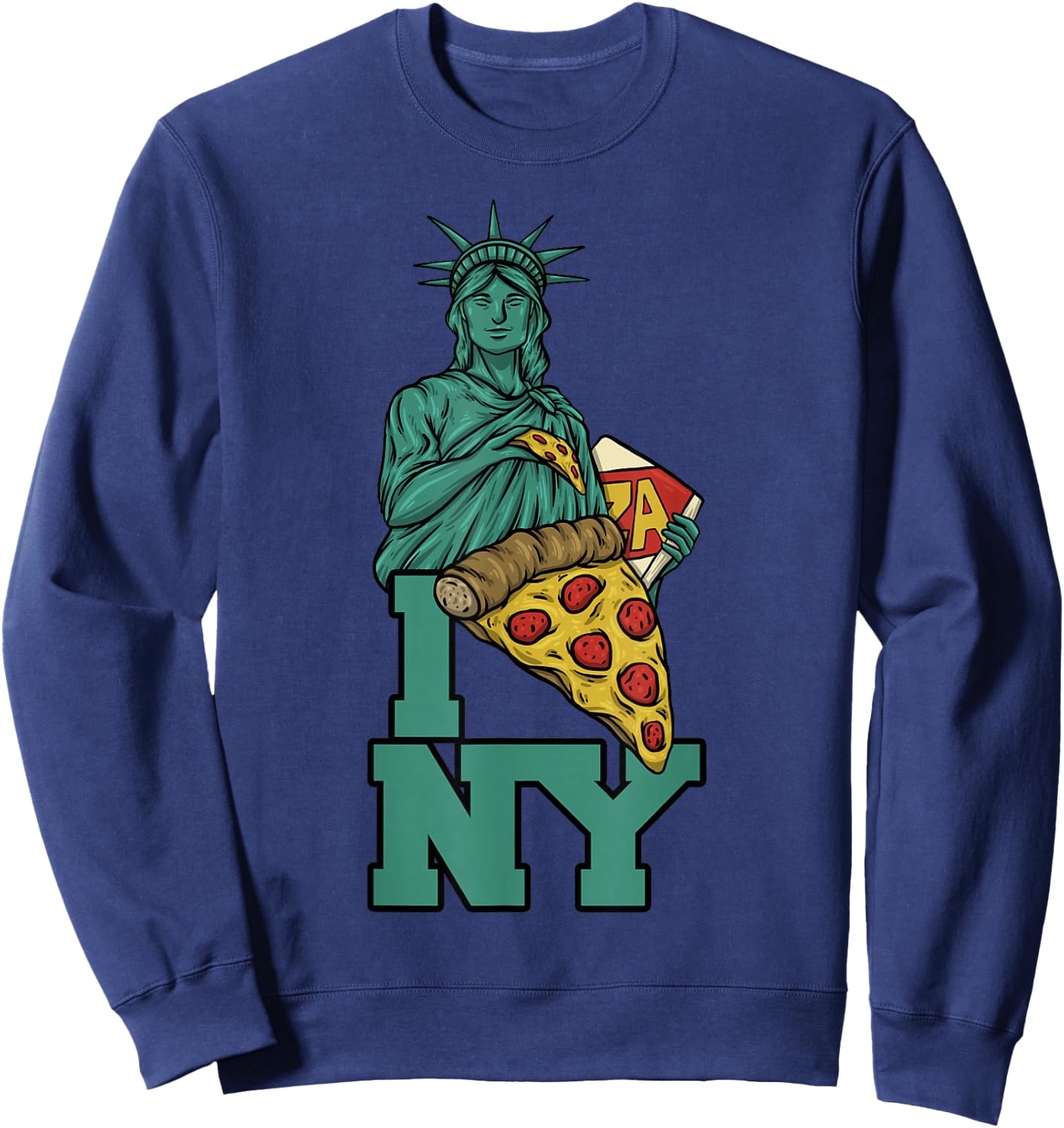 I Love New York Pizza Statue of Liberty USA America Food Sweatshirt - Sweatshirt | Navy