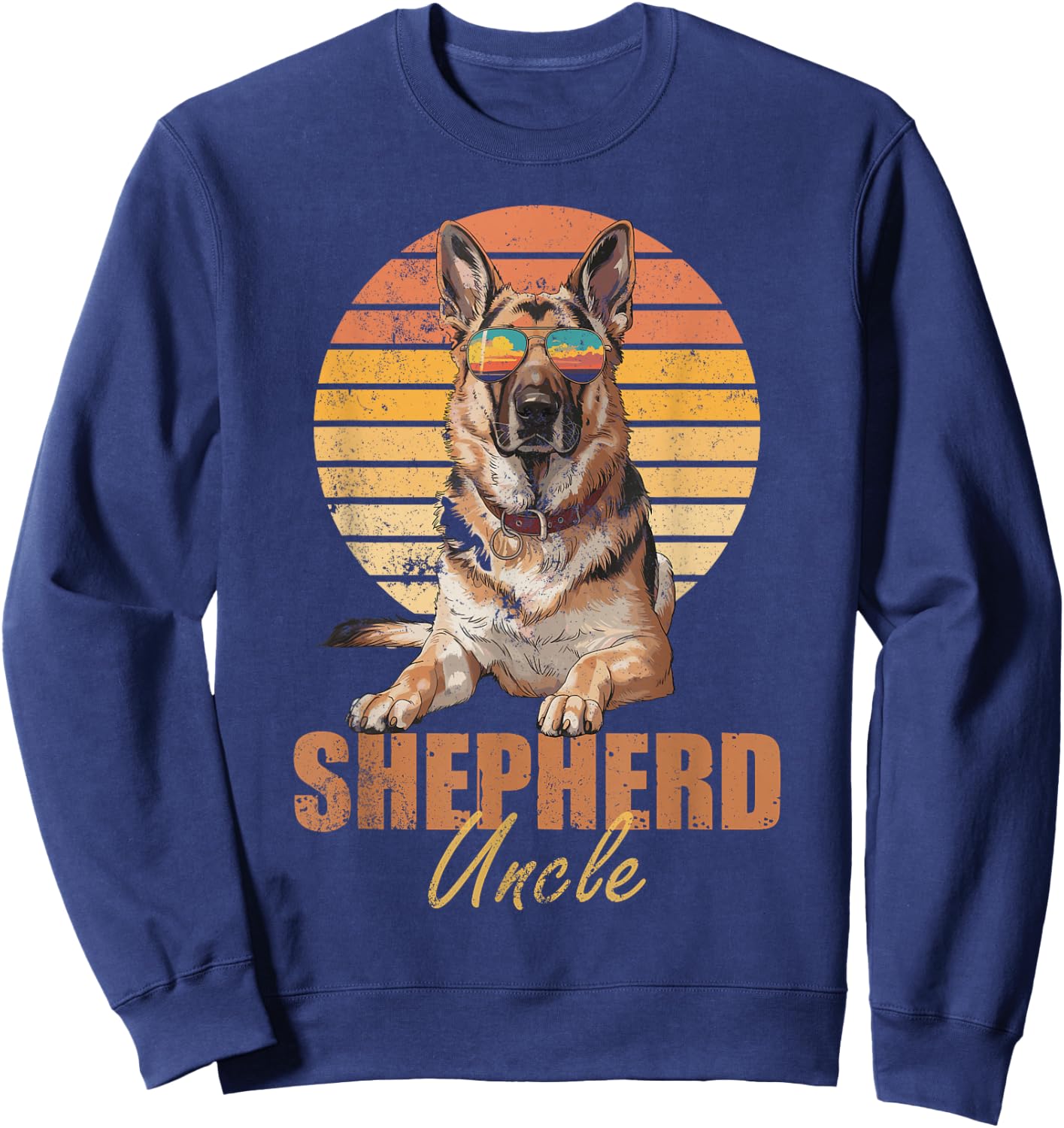 Cool Retro German Shepherd Uncle Funny Vintage Dog Lovers Sweatshirt - Sweatshirt | Navy