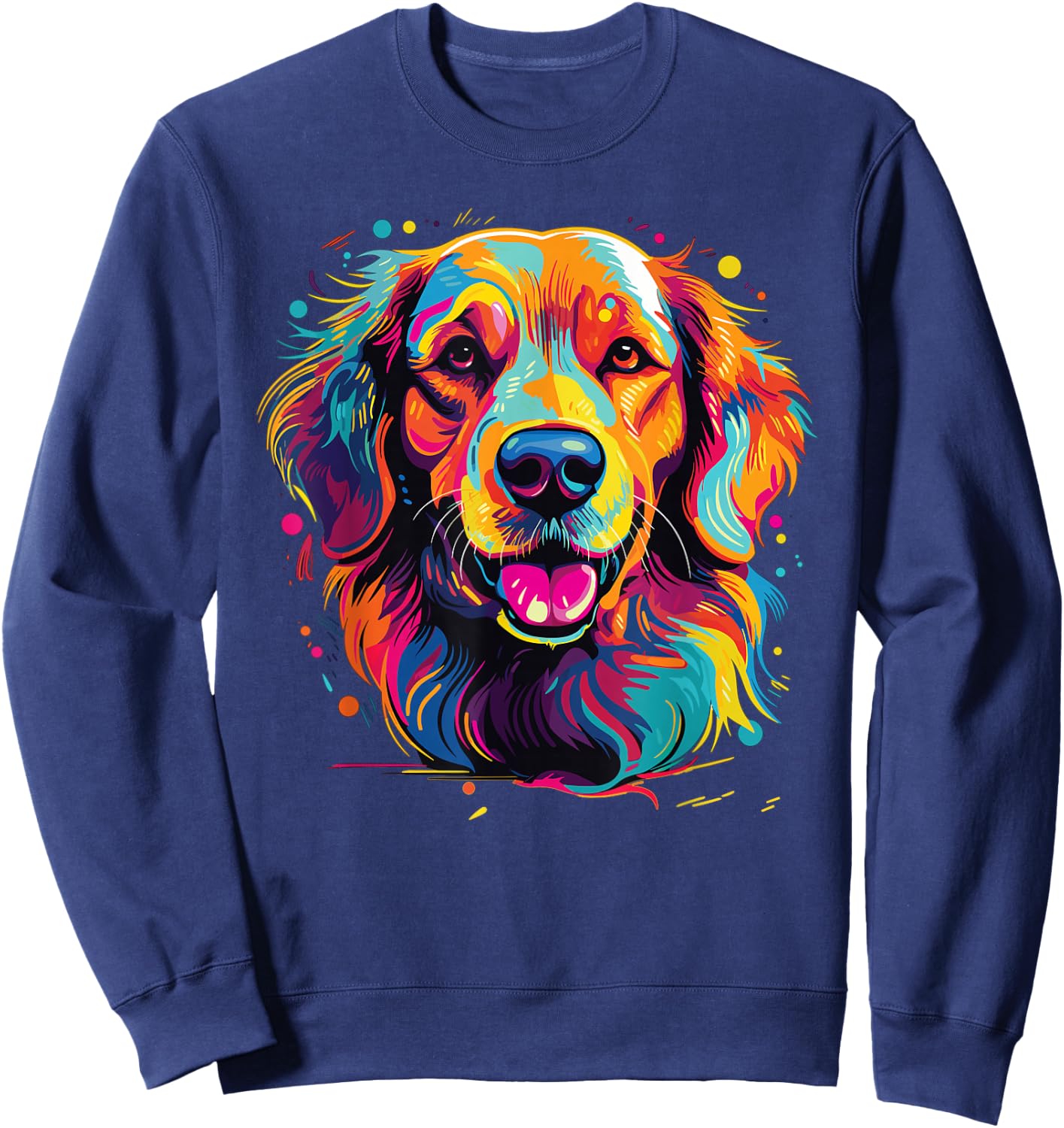 Watercolor Colorful Golden Retriever Dog Sweatshirt - Sweatshirt | Navy