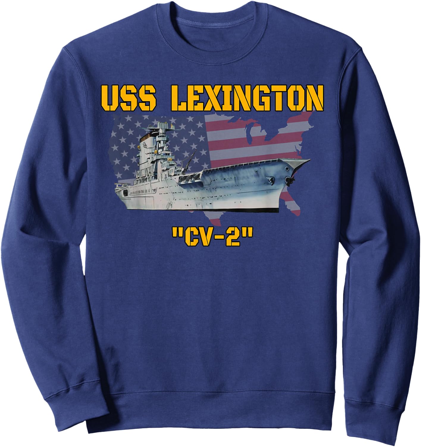 Aircraft Carrier USS Lexington CV-2 Veterans Day Fathers Day Sweatshirt - Sweatshirt | Navy