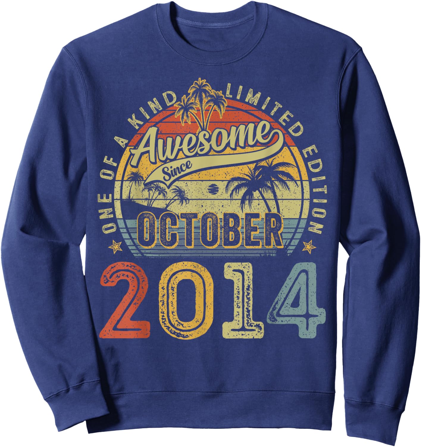Awesome Since October 2014 Vintage Boys Girls 10th Birthday Sweatshirt - Sweatshirt | Navy