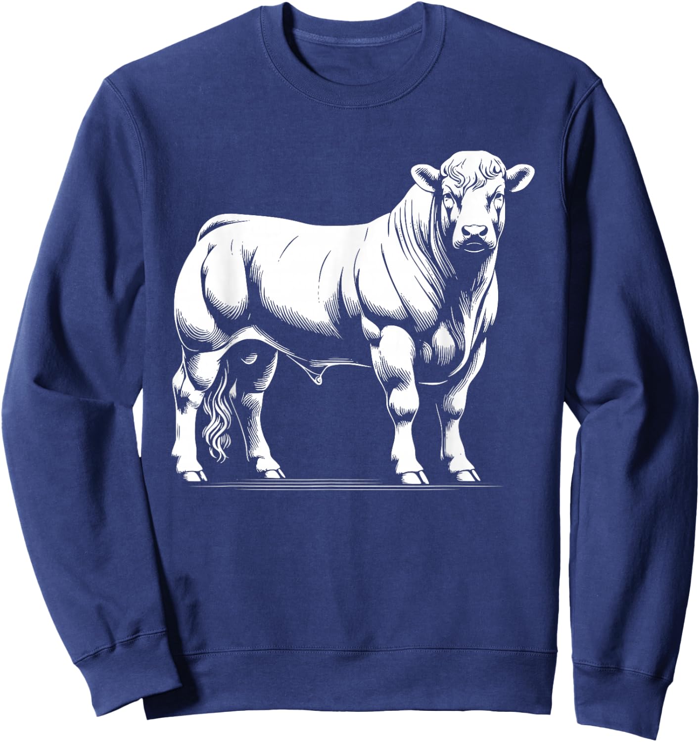 Cow Farmer Breeder - Monochromatic Charolais Cattle Sweatshirt - Sweatshirt | Navy
