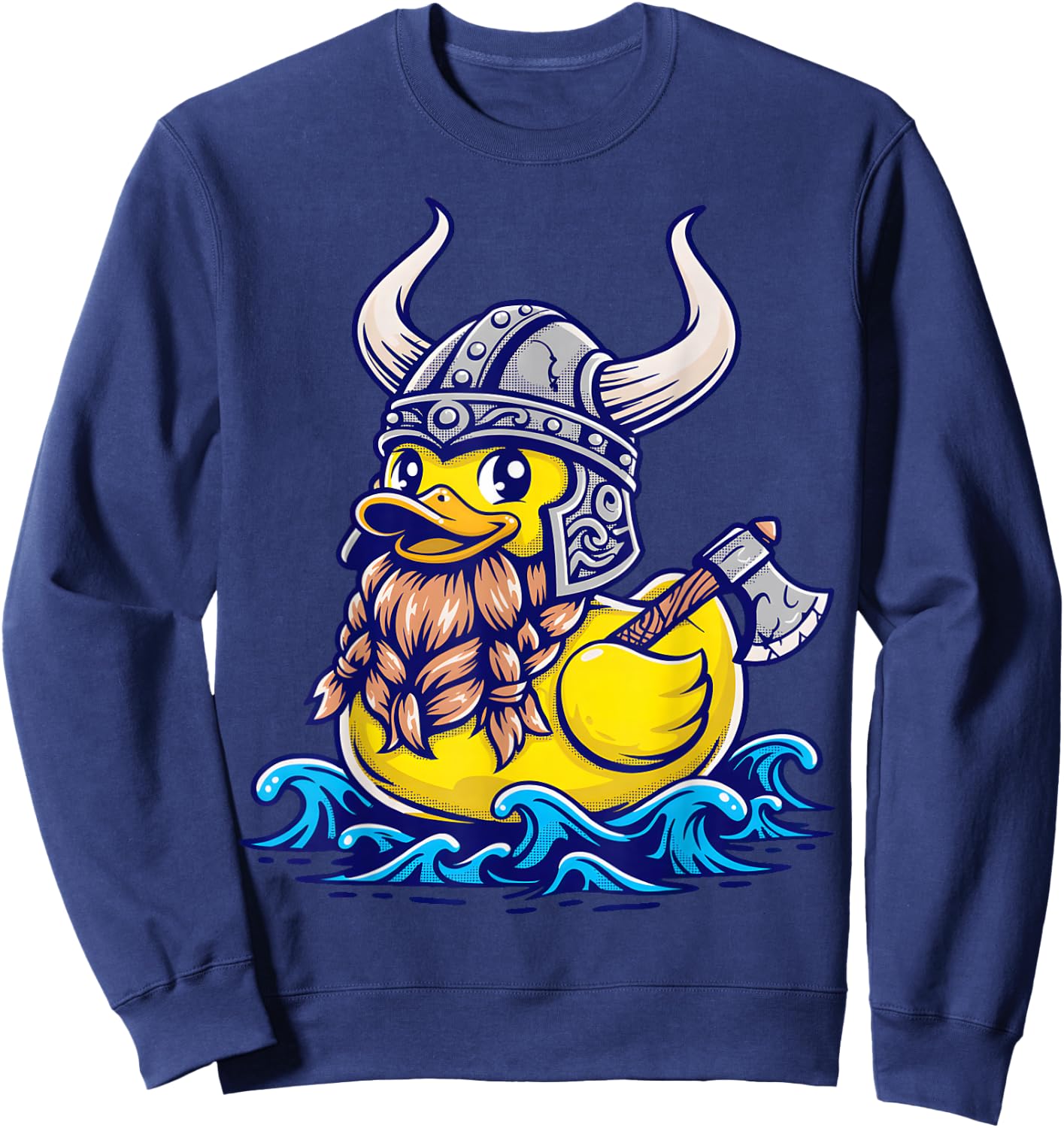 Viking Rubber Duck Funny Norse Sweatshirt - Sweatshirt | Navy