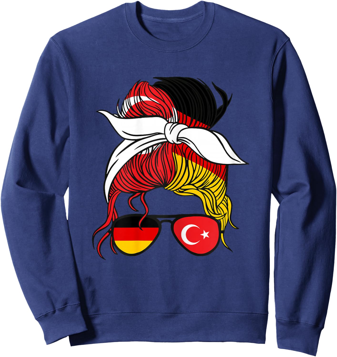 Half German Half Turkish Girl Apparel - Frauen - Mädchen - Weiß - Kurzarm - XS - - Turkiye Halb Deutsch Türkisch Mädchen Türkei Deutschland Sweatshirt - Sweatshirt | Navy