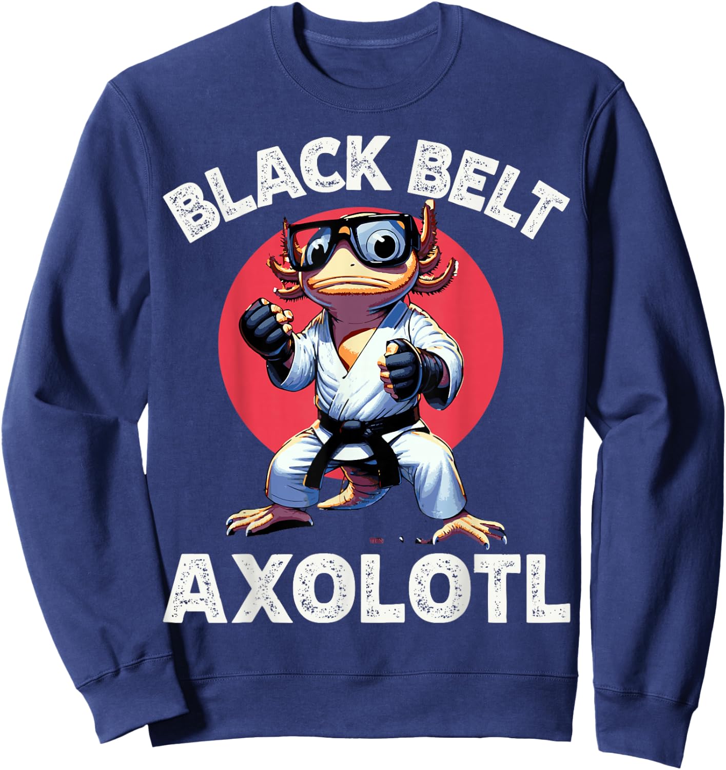 Kawaii Axolotl Black Belt Karate Martial Arts Cute Kids Sweatshirt - Sweatshirt | Navy