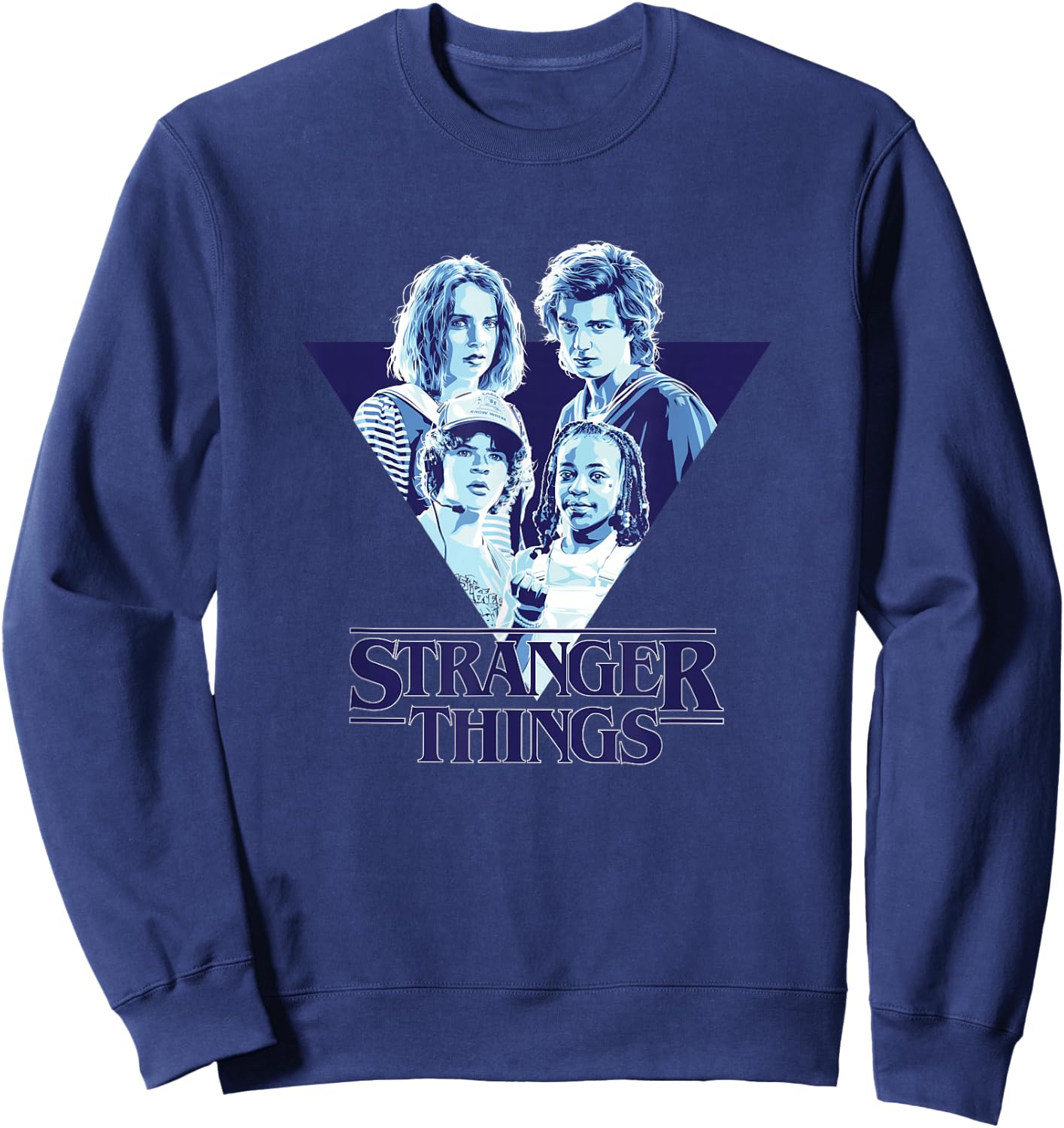 Stranger Things Steve & Robin Babysitters Gradient Triangle Sweatshirt - Sweatshirt | Navy