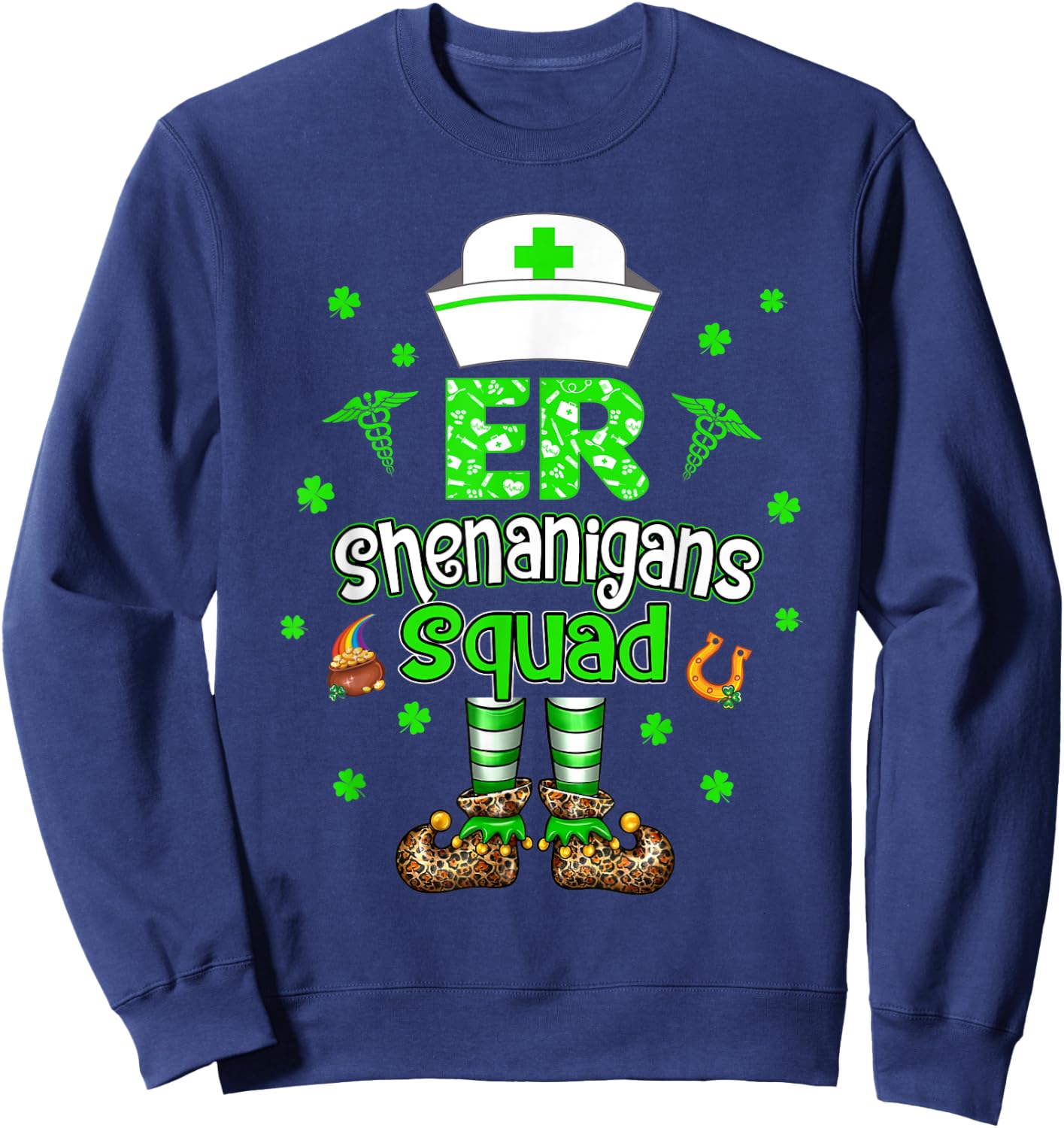 ER Shenanigans Squad Nurse Emergency Room St Patricks Day Sweatshirt - Sweatshirt | Navy