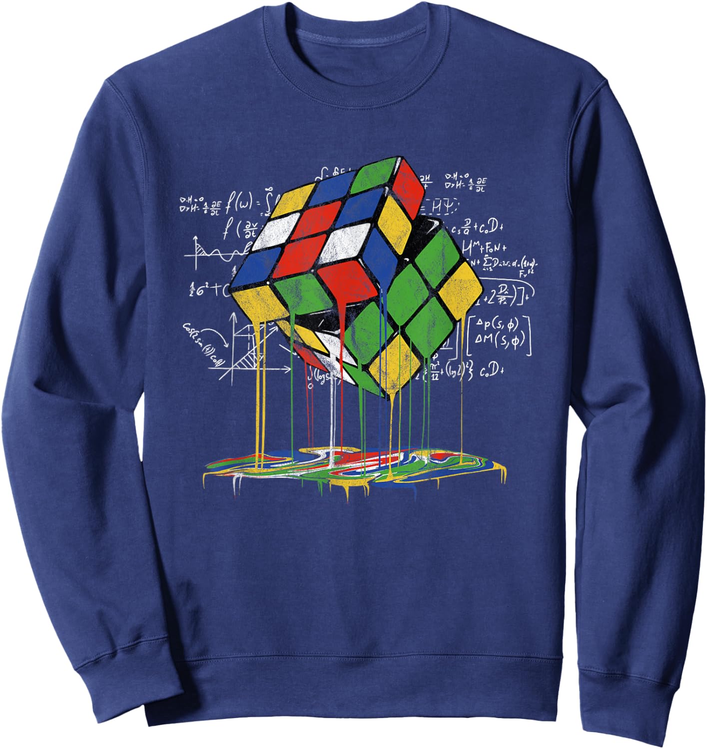 Melting Cube Speed Cubing Vintage Puzzle Youth Math Sweatshirt - Sweatshirt | Navy