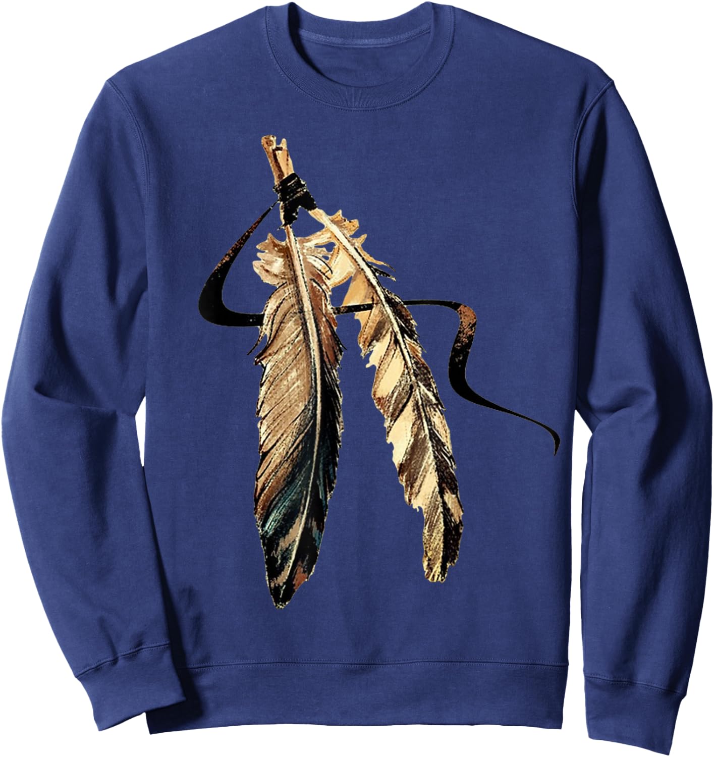 Southwest Native American Indian Tribal Art Feathers Sweatshirt - Sweatshirt | Navy