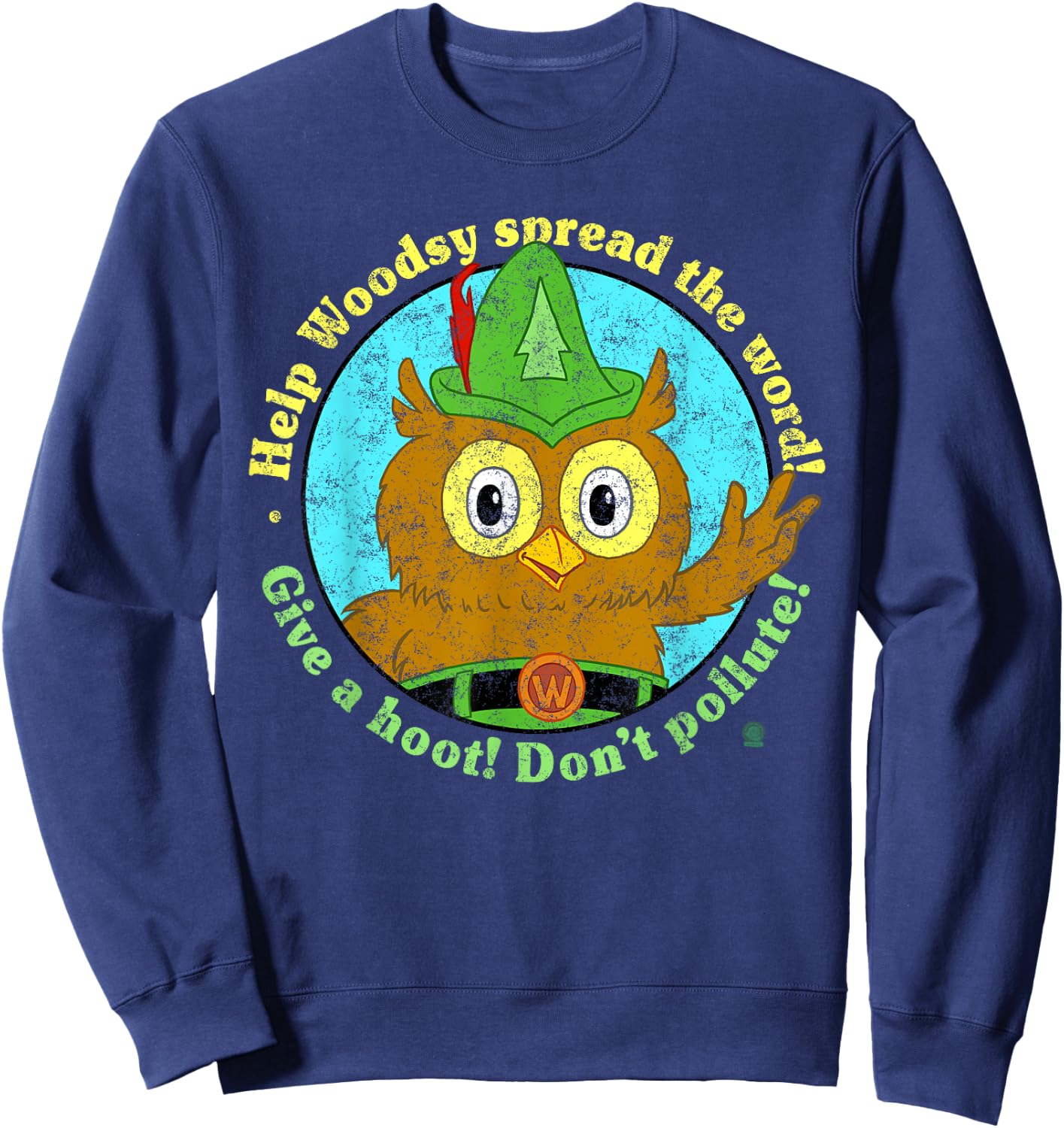 Woodsy Owl Give a Hoot Don't Pollute Distressed Sweatshirt - Sweatshirt | Navy