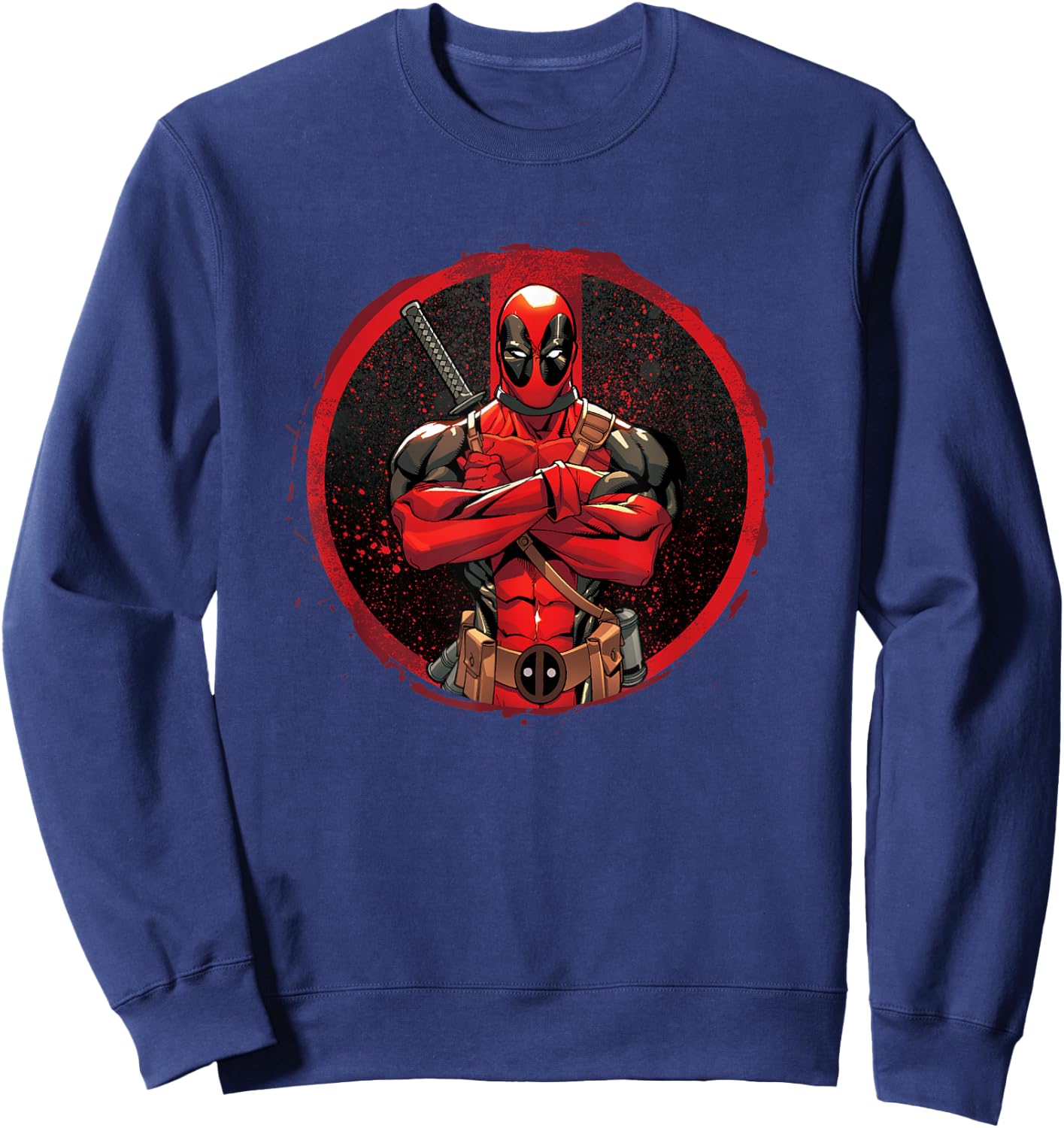 Marvel Deadpool Distressed Circle , black Sweatshirt - Sweatshirt | Navy
