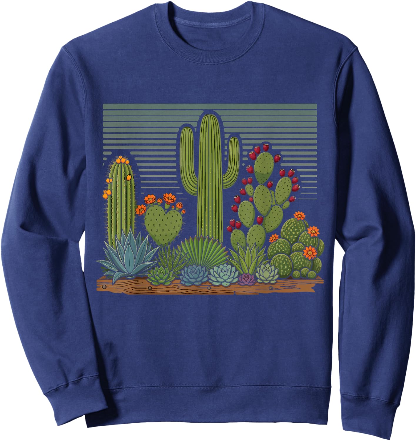 Cactus Desert Vintage Retro Western Nature Design Sweatshirt - Sweatshirt | Navy