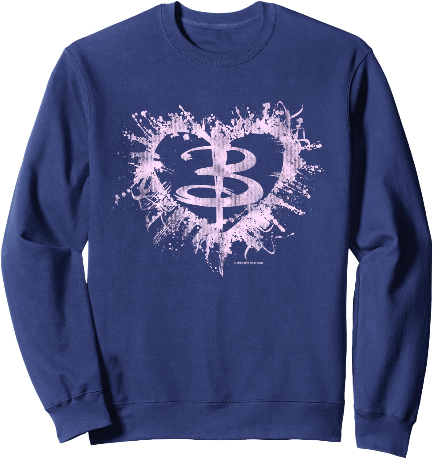 Buffy The Vampire Slayer Vintage Paint Splat Heart Logo , Black, S Sweatshirt - Sweatshirt | Navy