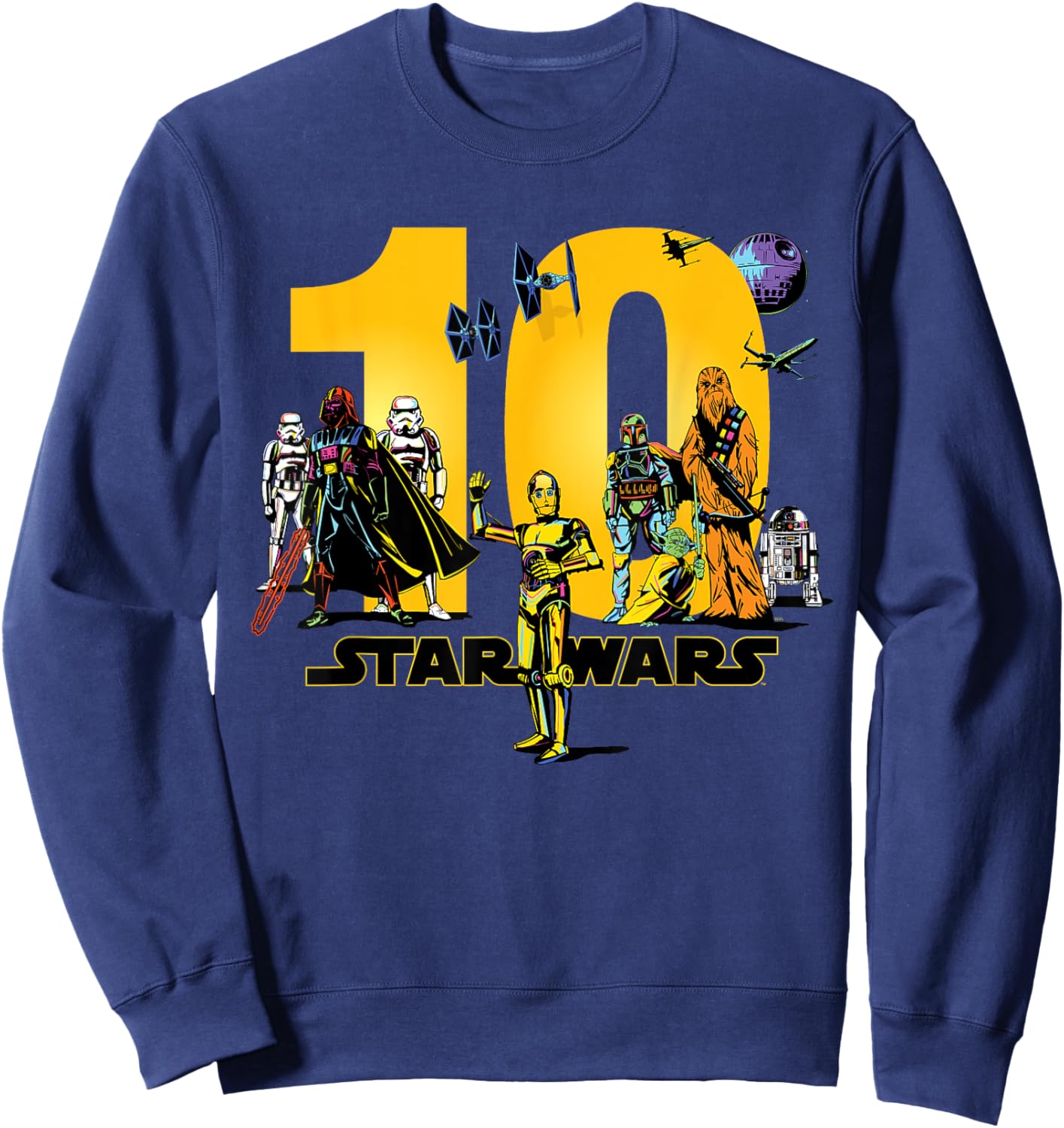 Star Wars Classic Characters Tenth Birthday 10 Years Old Sweatshirt - Sweatshirt | Navy