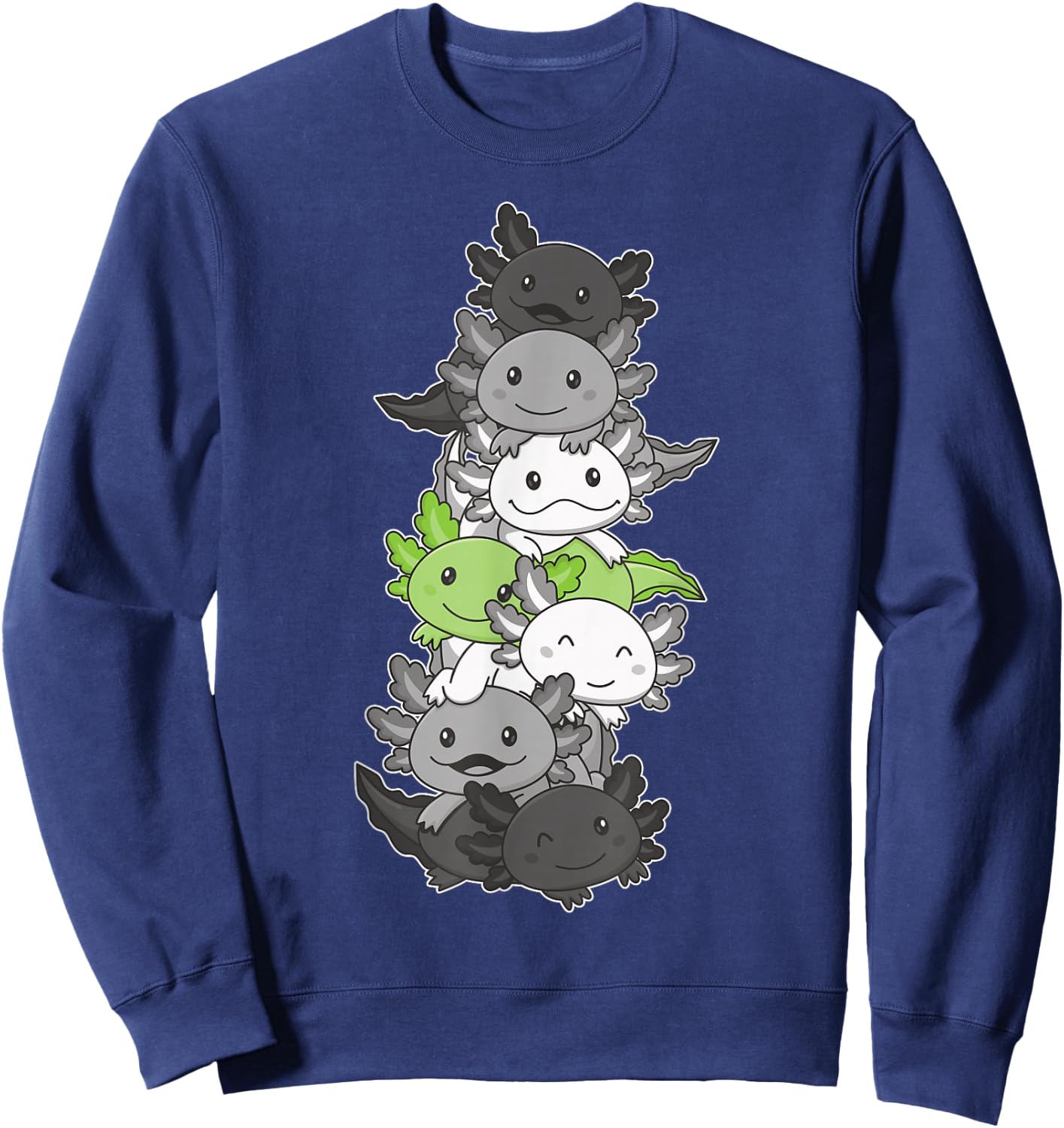 Agender Pride Month LGBTQ Agender Axolotl Flag Sweatshirt - Sweatshirt | Navy