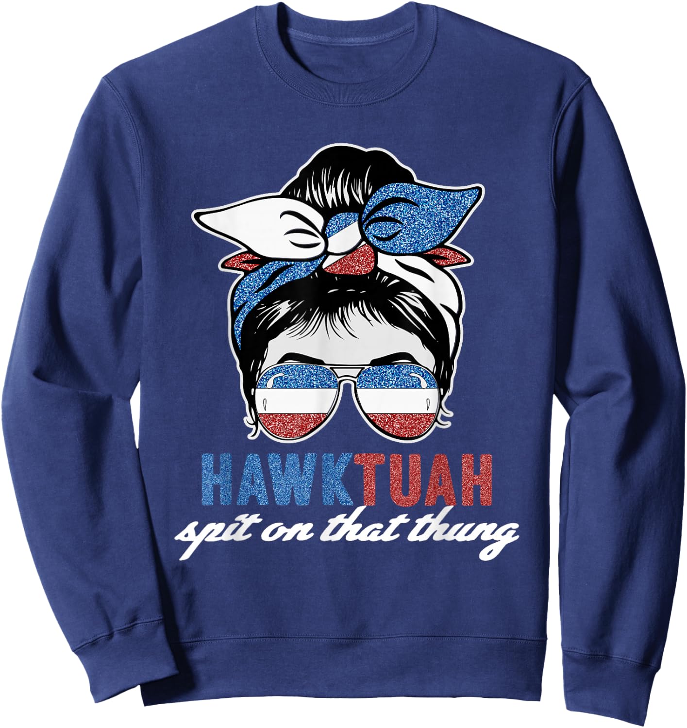 Hawk Tush American Flag Blue Red White Men Women USA Funny Sweatshirt - Sweatshirt | Navy