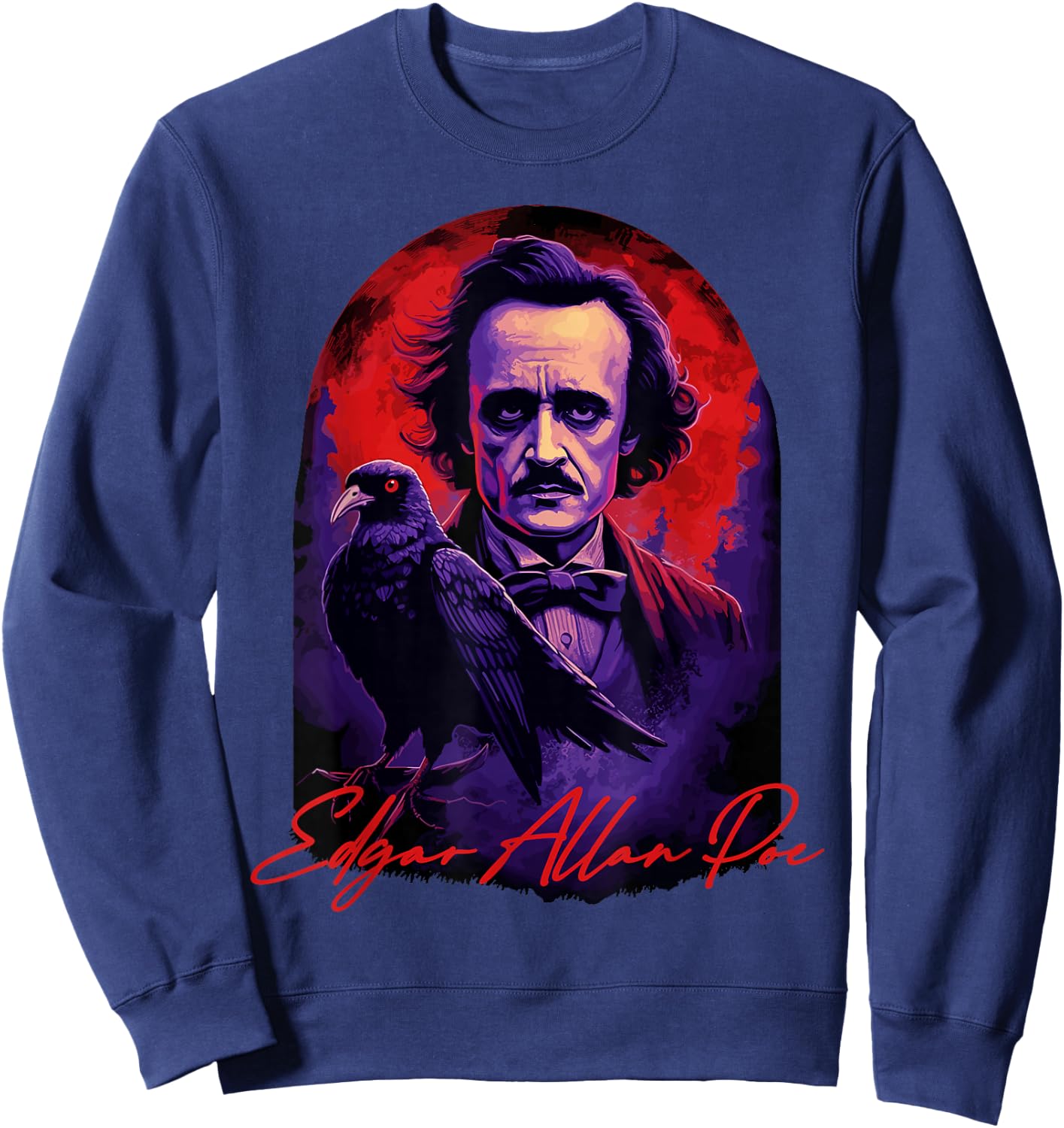 Edgar Allan Poe American Literature Raven Gothic Poet Sweatshirt - Sweatshirt | Navy