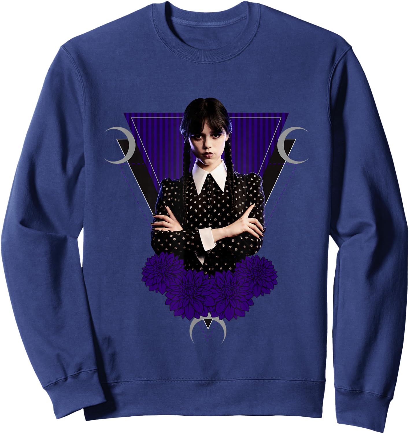 Mittwochsserie Mittwoch Schwarze Dahlien und Monde Sweatshirt - Sweatshirt | Navy