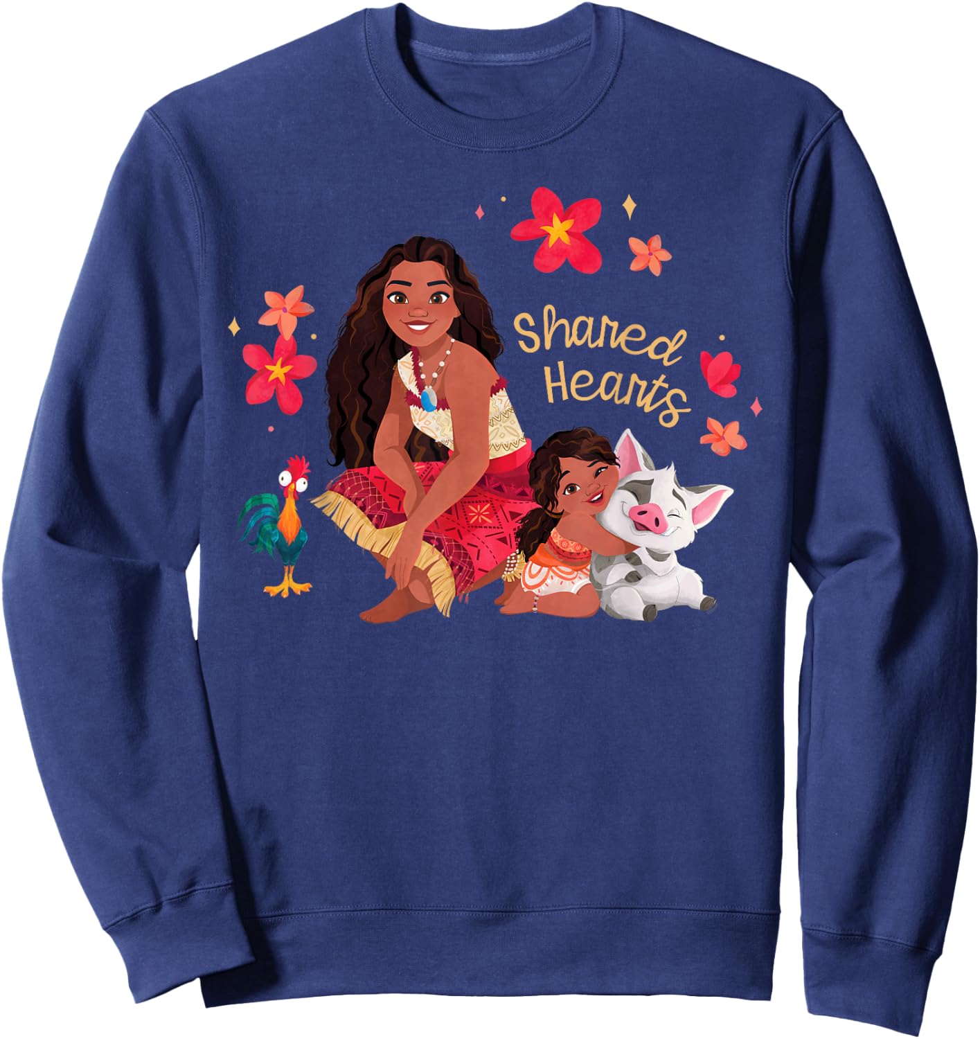Disney Moana 2 Moana Simea Pua Heihei Shared Hearts , Black, S Sweatshirt - Sweatshirt | Navy
