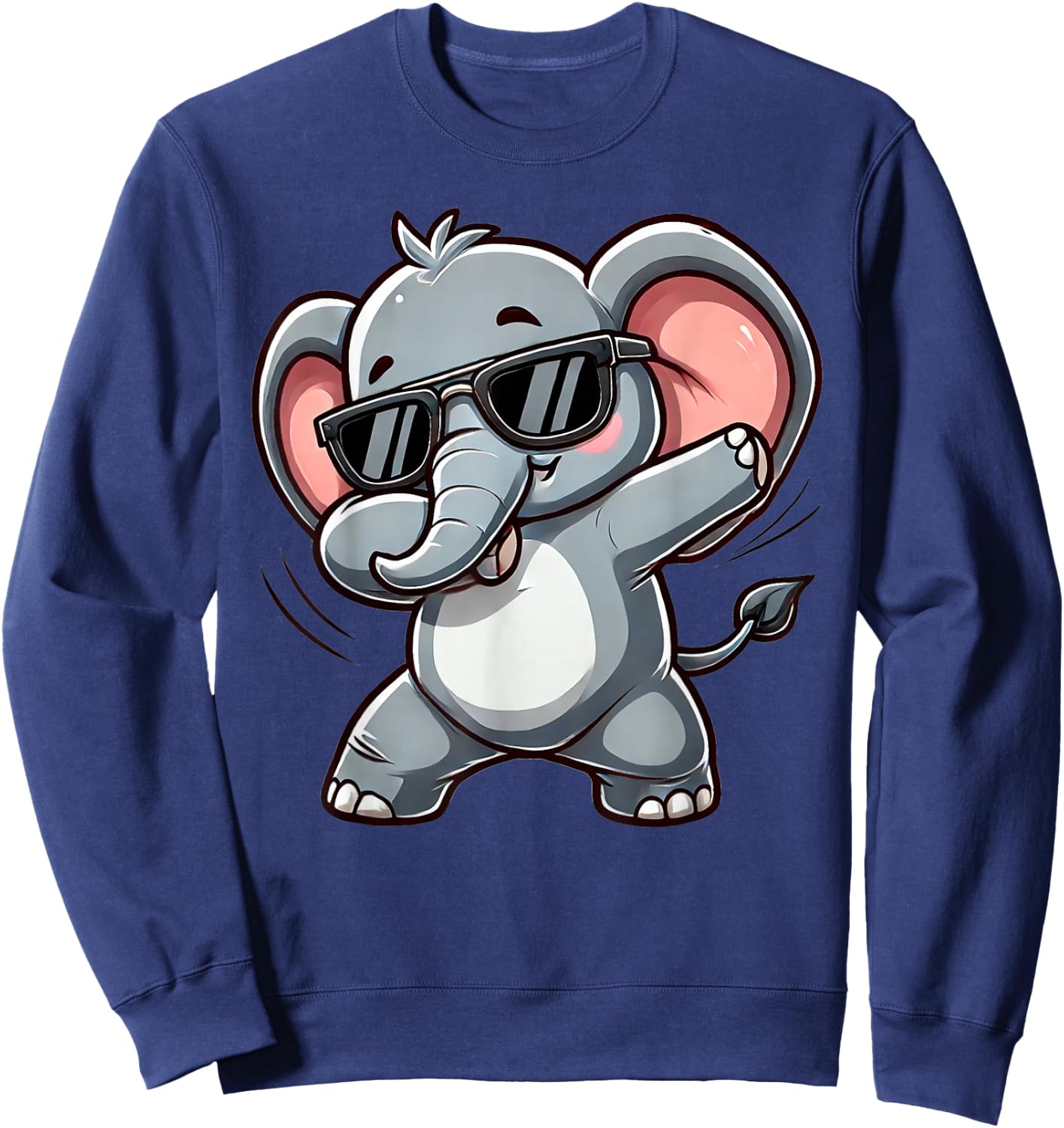 Elephant Dabbing | Cute Elephant Dancing with Elephant Motif , black Sweatshirt - Sweatshirt | Navy