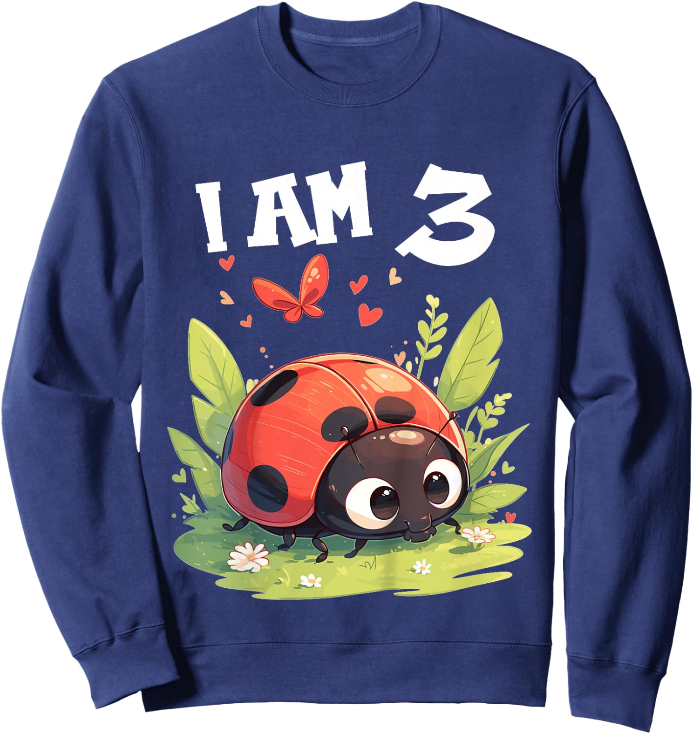 Kids 3 Years old 3 birthday Ladybugs Boy Girl Ladybug Sweatshirt - Sweatshirt | Navy