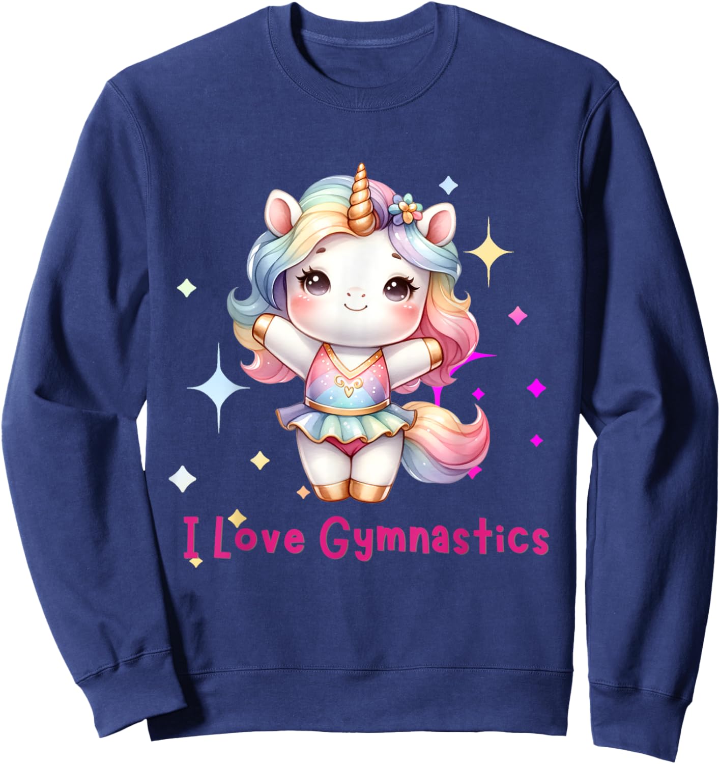 I love Gymnastics with Cute Gymnast Unicorn for Girls Kids Sweatshirt - Sweatshirt | Navy