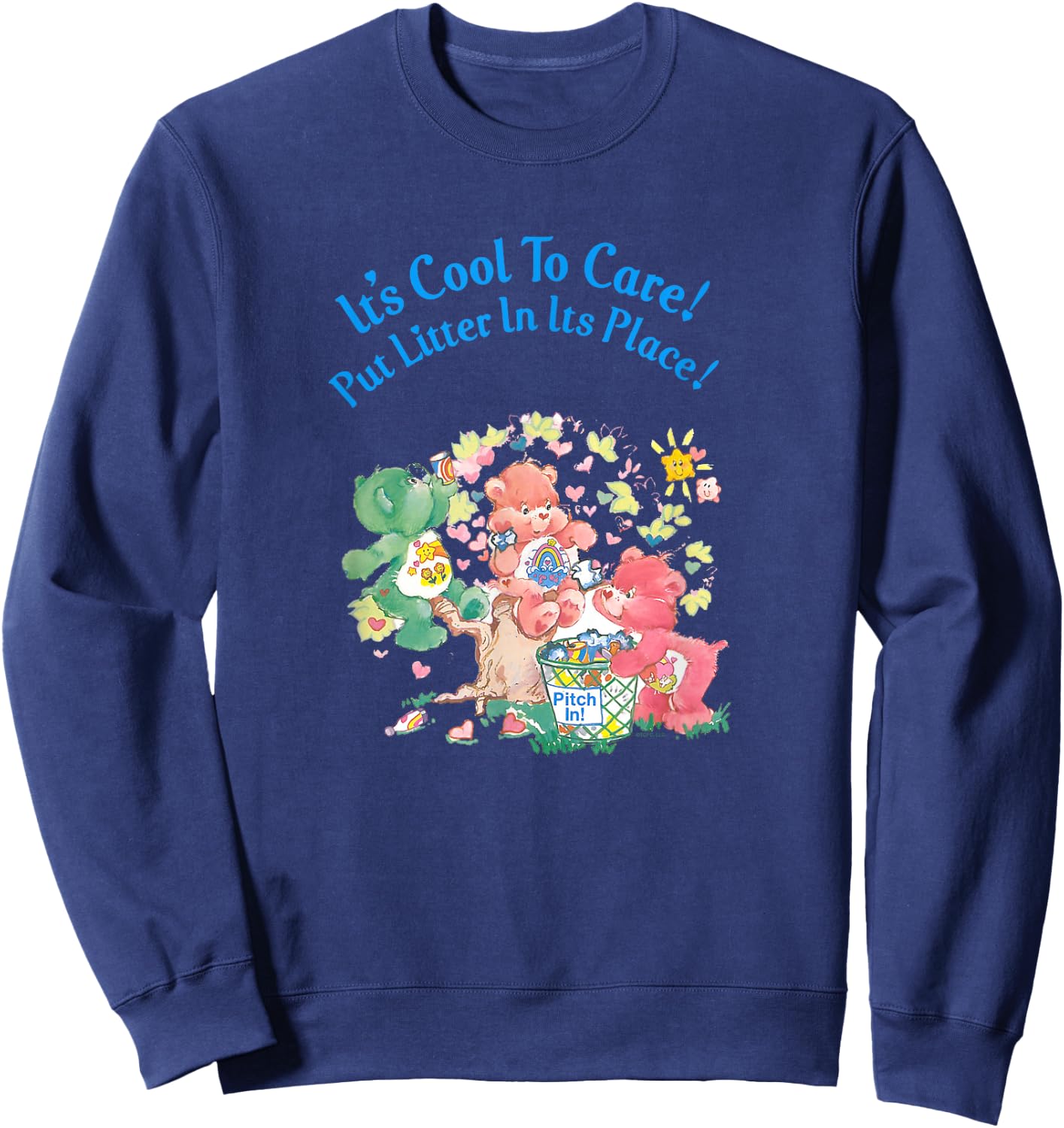 Care Bears It's Cool to Care Earth Day Retro Cartoon Sweatshirt - Sweatshirt | Navy