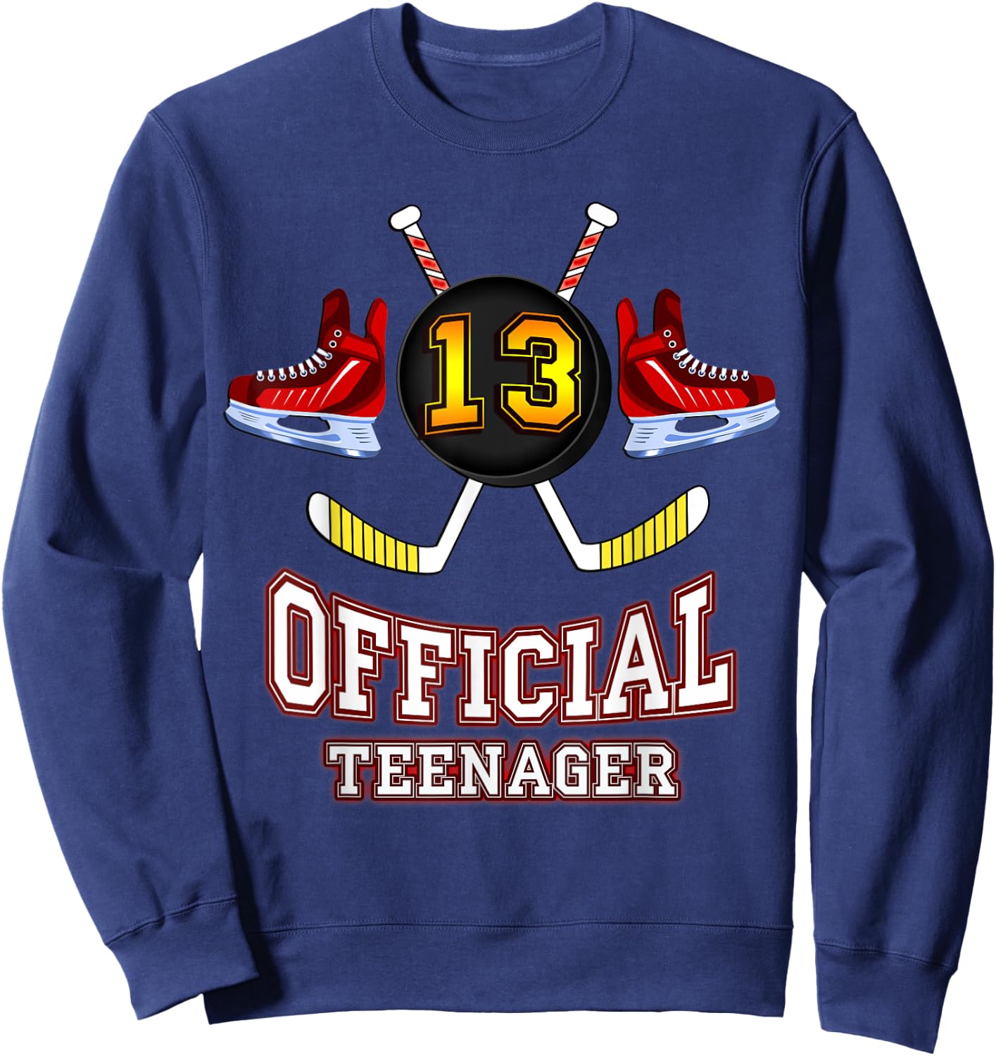 Official Teenager Ice-Hockey 13th Birthday Gift Sweatshirt - Sweatshirt | Navy