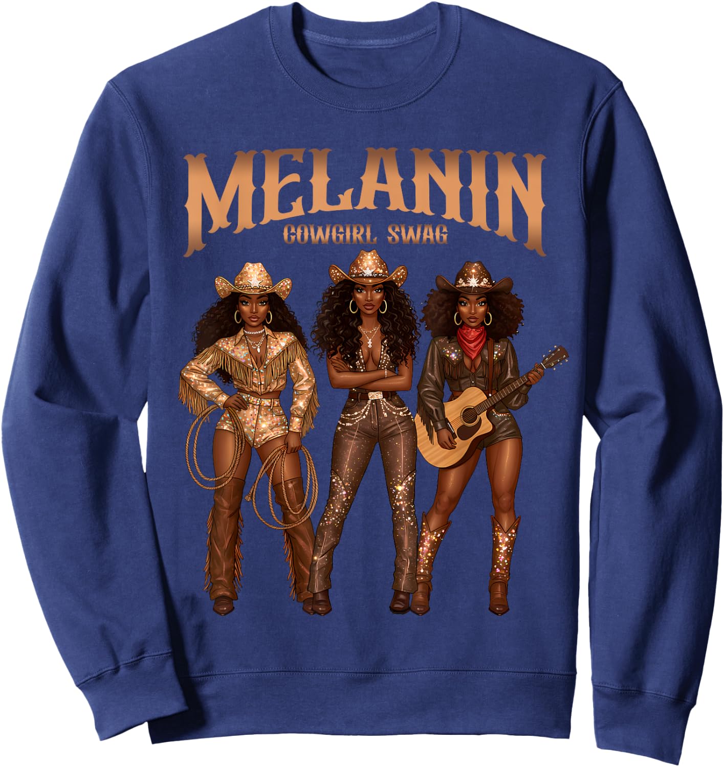 Black Cowgirl Rodeo Melanin Cowgirl Swag Black History Sweatshirt - Sweatshirt | Navy