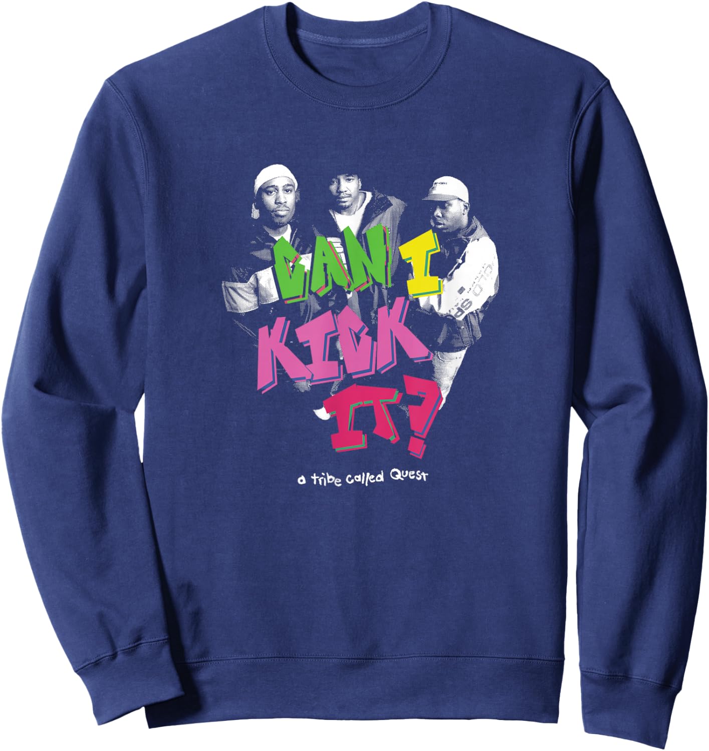 A Tribe Called Quest Can I Kick It? -Adults , Black, Small, Short Sleeve Sweatshirt - Sweatshirt | Navy
