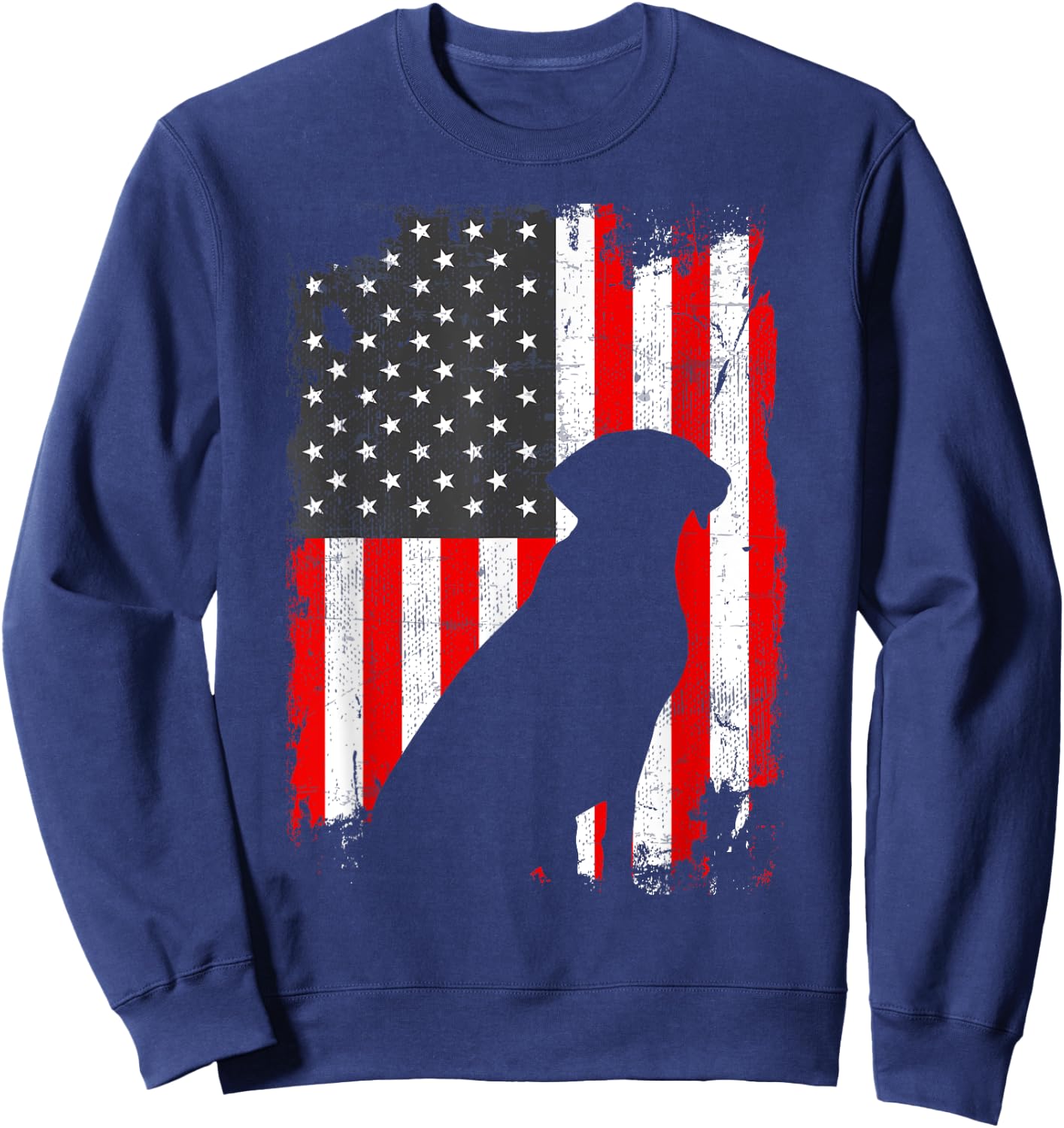 Black Lab USA Flag, Patriotic for Dog Owners Sweatshirt - Sweatshirt | Navy