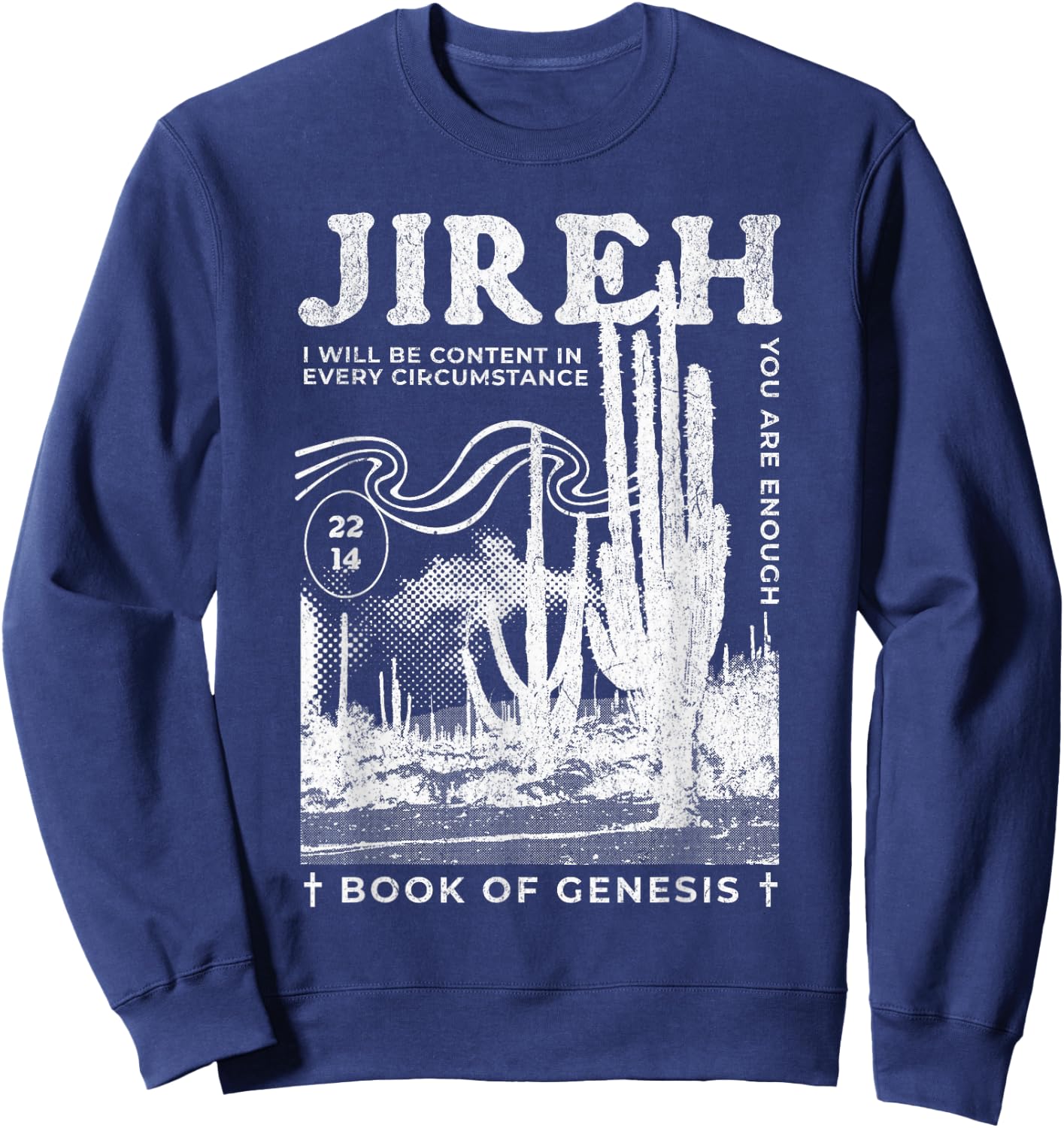 Jireh You Are Enough Boho Trendy Bible Verse Christian Sweatshirt - Sweatshirt | Navy