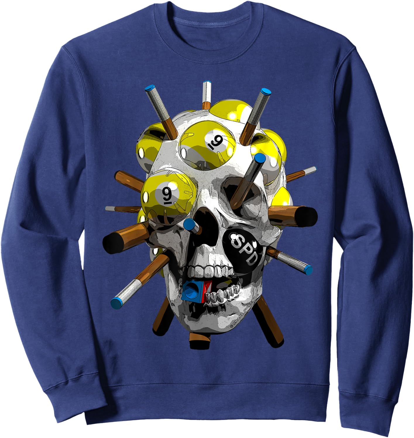 Halloween 9-Ball Pool Cues for Billiards & Nine Ball Player Sweatshirt - Sweatshirt | Navy