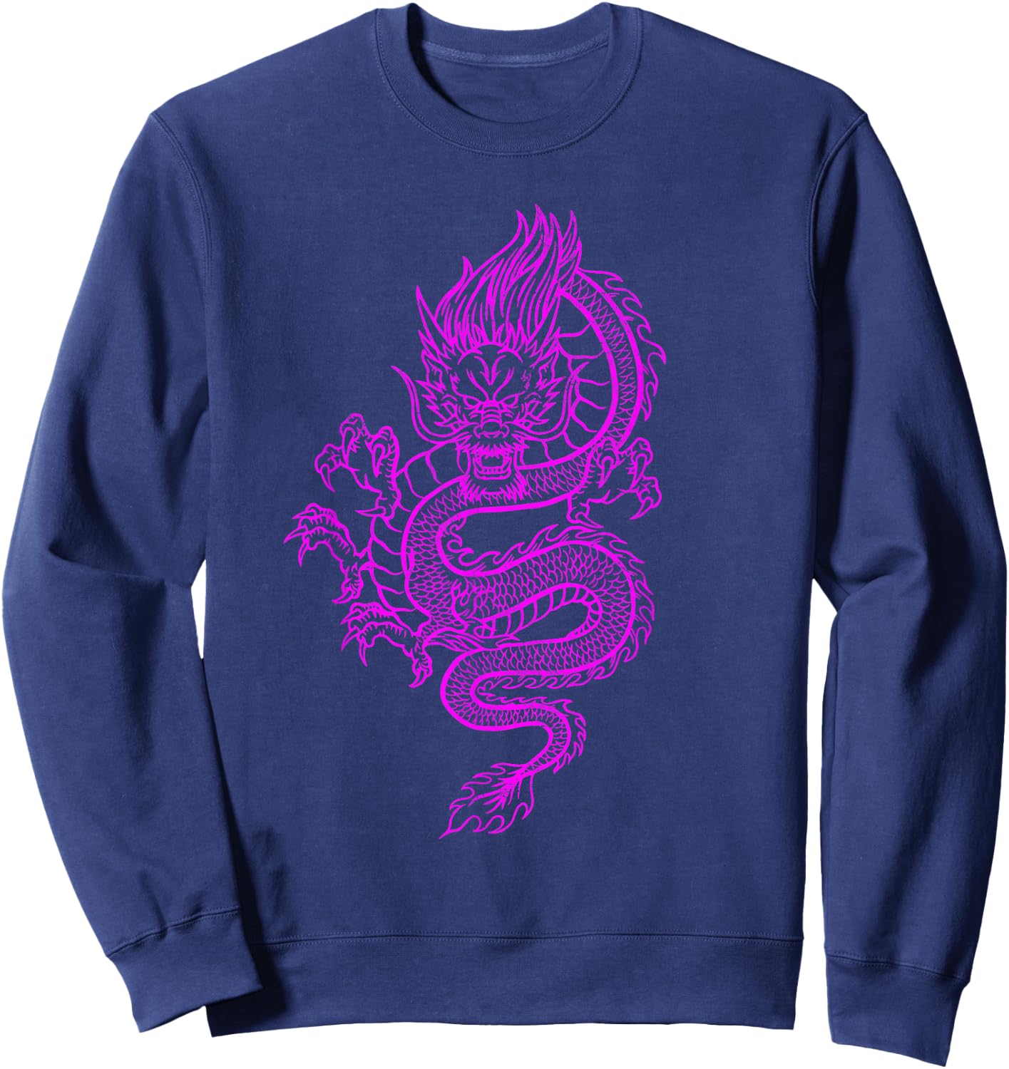 Big Pink Colored Dragon Graphic Design Sweatshirt - Sweatshirt | Navy