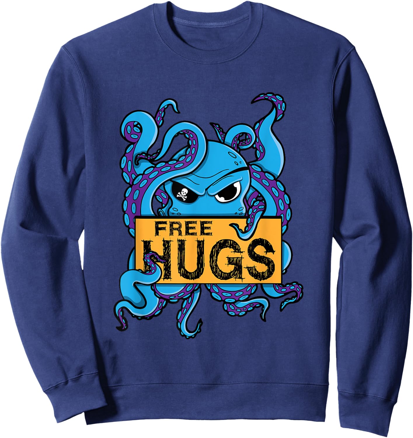 Funny Hugs For Free Pirate Octopus Gift Captain Sweatshirt - Sweatshirt | Navy