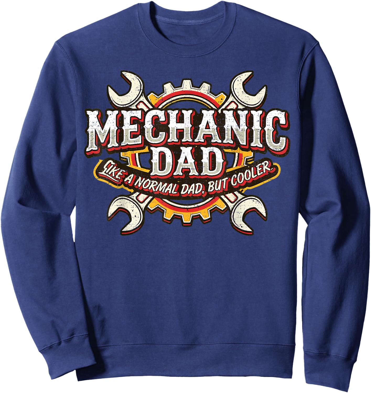 Mechanic Dad Wrench Gear Father’s Day Automotive Graphic Sweatshirt - Sweatshirt | Navy