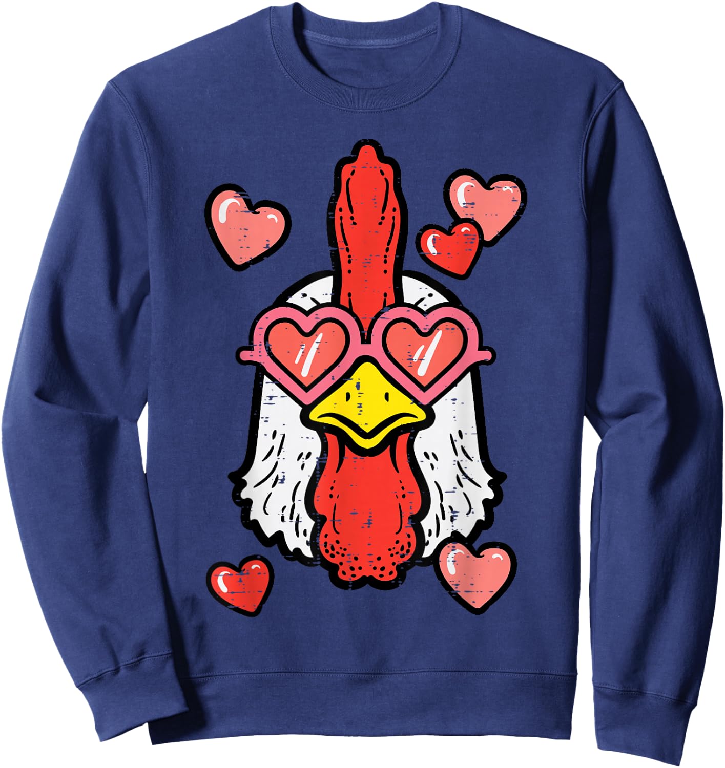 Valentines Day Chicken Hearts Cute Farm Women Girls Kids Sweatshirt - Sweatshirt | Navy