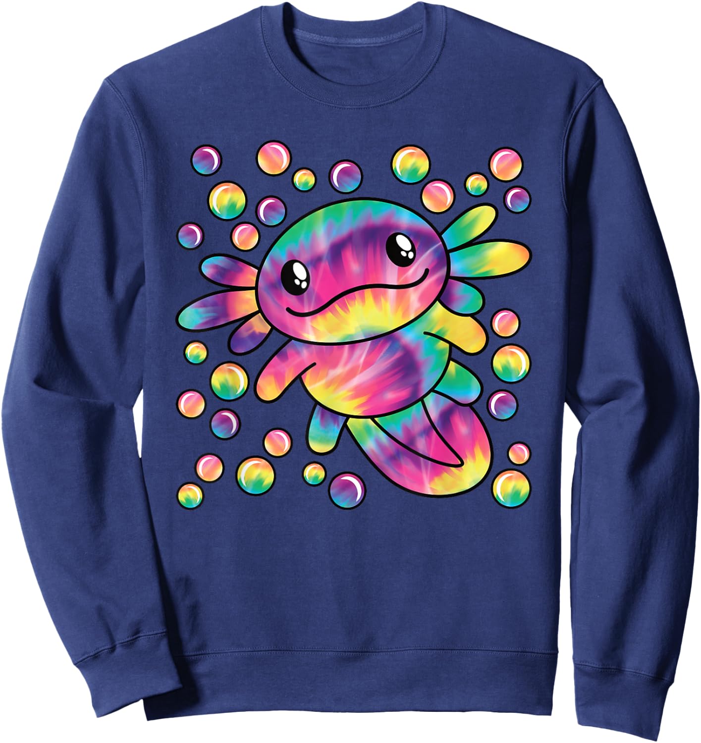 Colourful Axolotl Kawaii Salamander Women Men Kids Sweatshirt - Sweatshirt | Navy