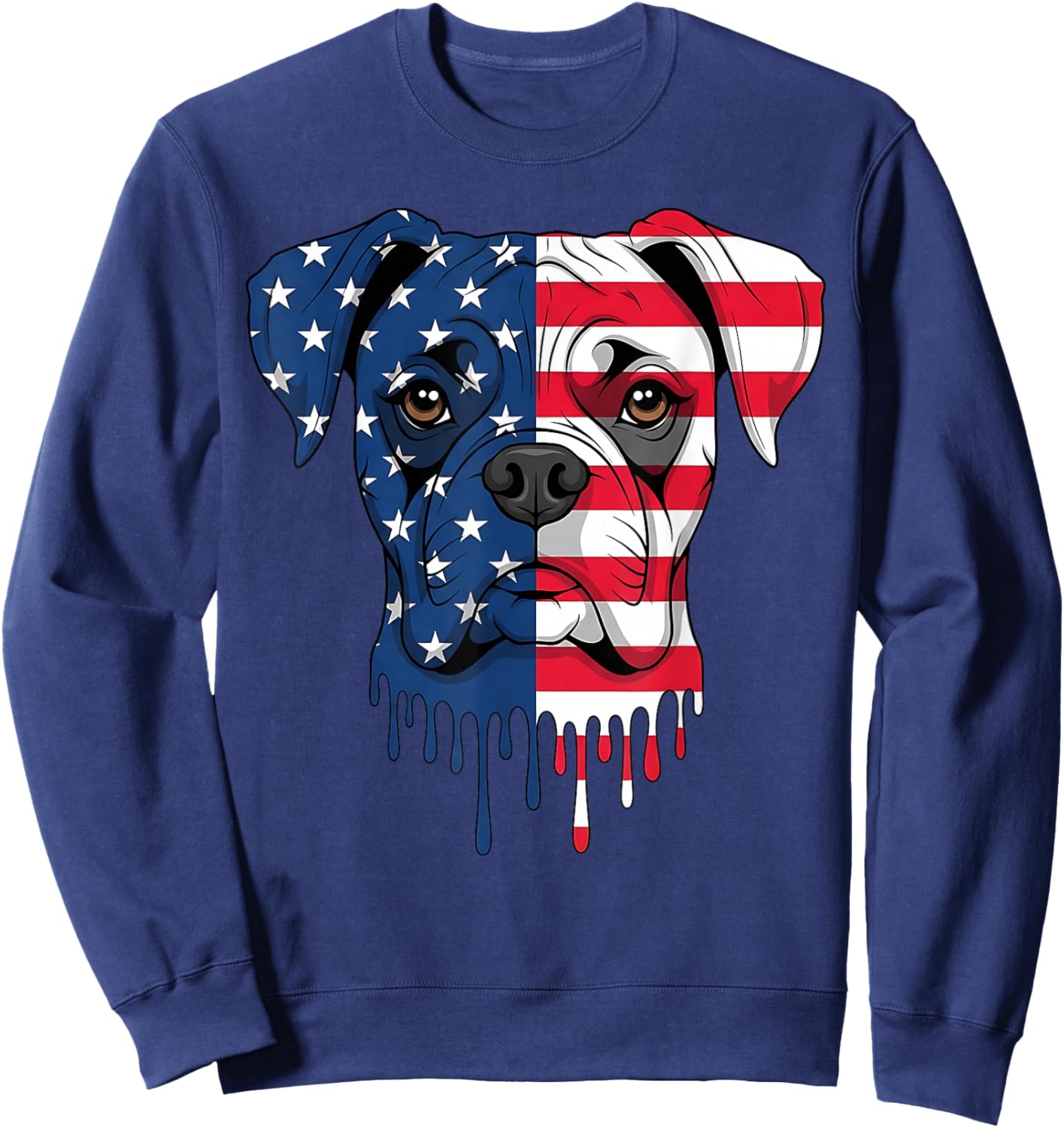 4th of July Boxer Dog American Flag Patriotic Sweatshirt - Sweatshirt | Navy