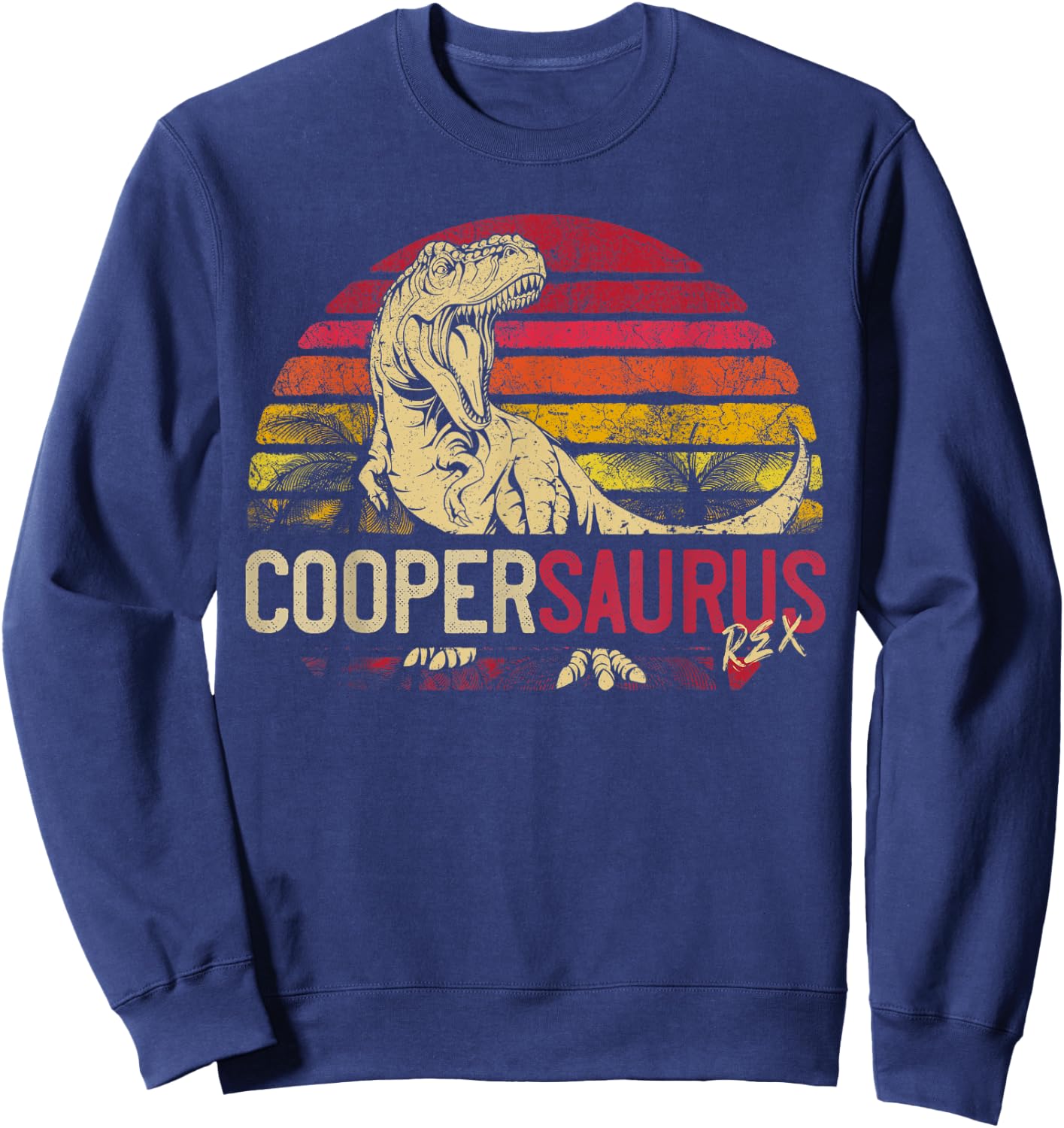 Cooper Saurus Funny Personalized Dinosaur T Rex Name Gift Sweatshirt - Sweatshirt | Navy