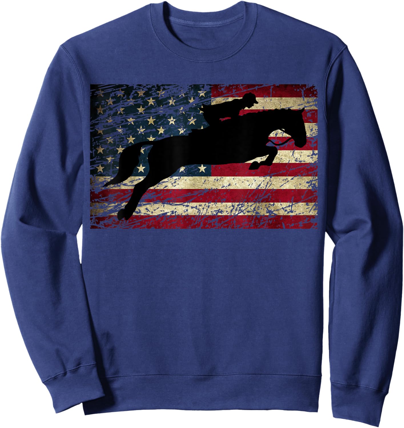 American Flag Horse Riding Show Jumping Sweatshirt - Sweatshirt | Navy