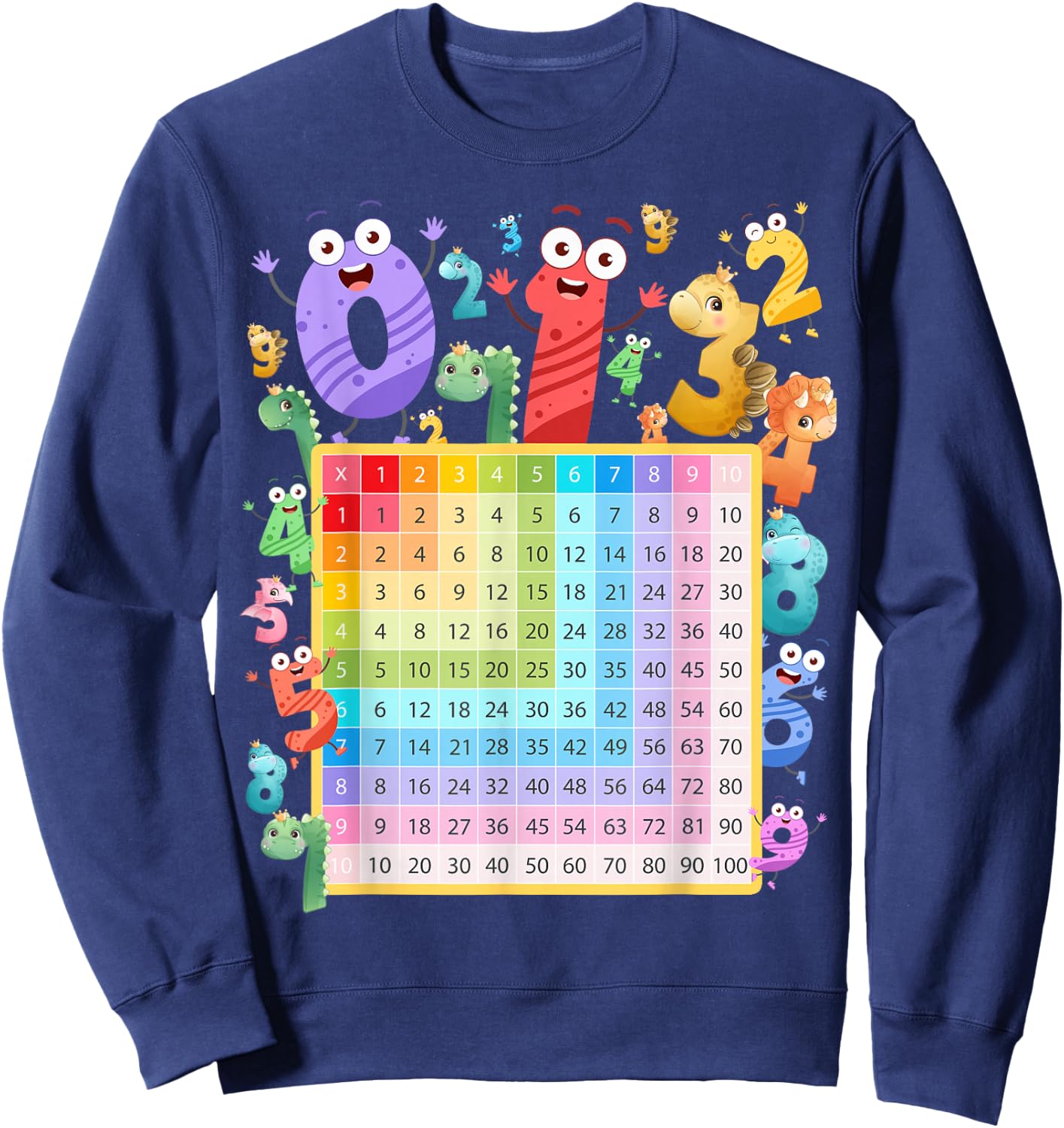 Dinosaur Numbers Idea For Kids & Dino Multiplication Number Sweatshirt - Sweatshirt | Navy