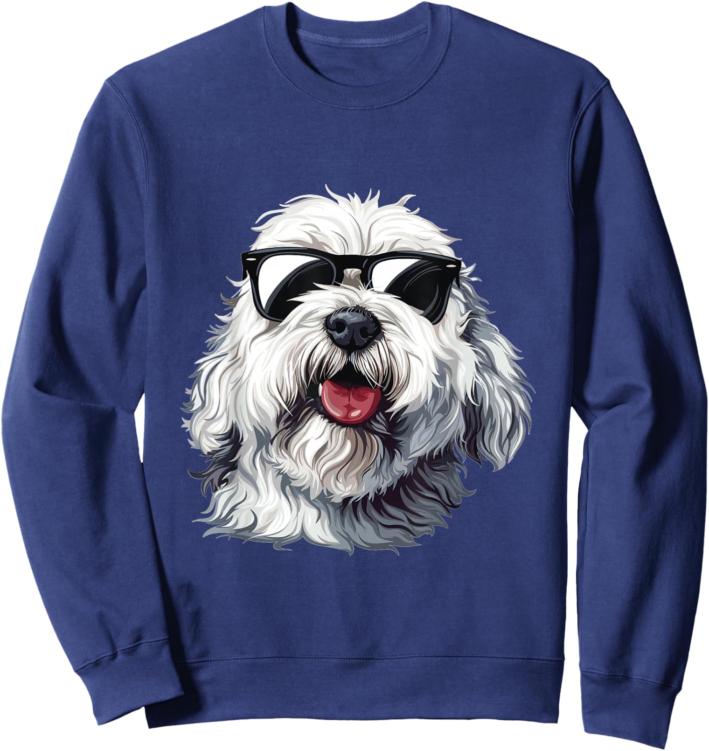 Old English Sheepdog Sunglasses Dog Breed Graphic Women Girls Kids Sweatshirt - Sweatshirt | Navy