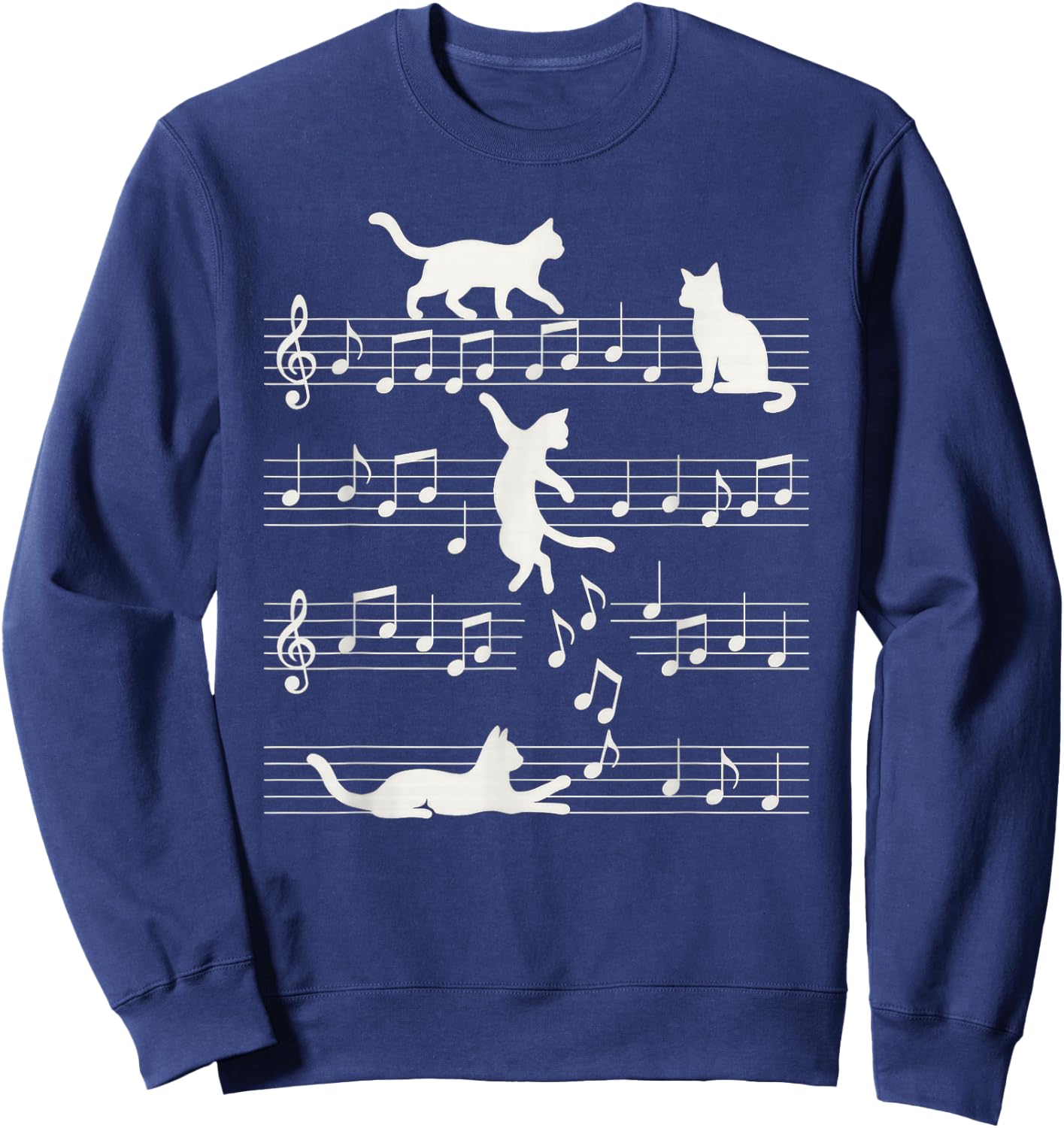 Cute Cat Clef Art Musical Note Music Sweatshirt - Sweatshirt | Navy