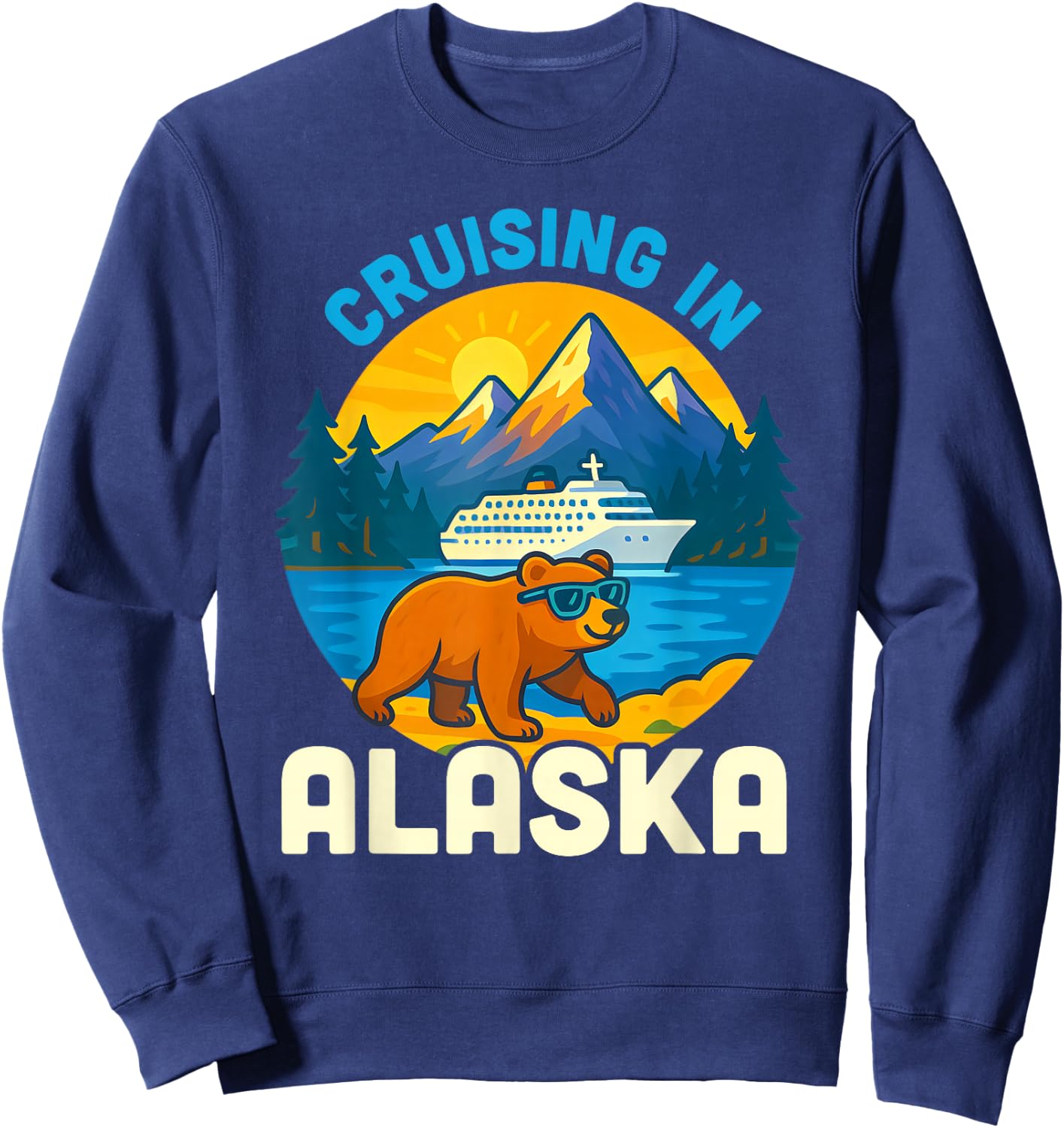 Alaska Cruise 2025 Fun Design Kids Boys Girls Toddlers Sweatshirt - Sweatshirt | Navy