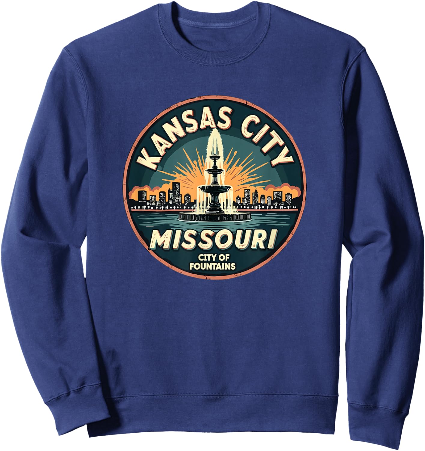City of Fountains | Vintage Kansas City Missouri Sweatshirt - Sweatshirt | Navy