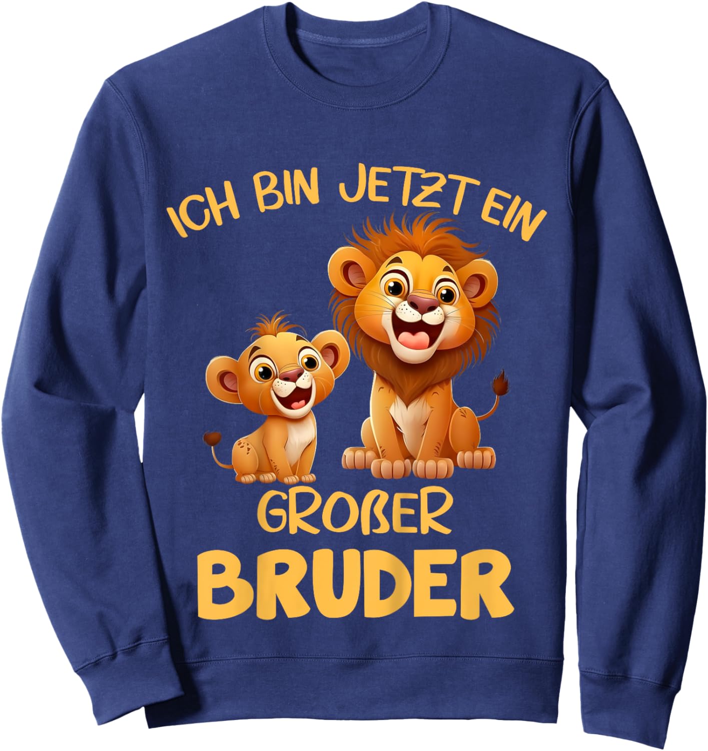 Children's with German Text "Ich bin jetzt ein großer Bruder Löwen" Motif, black Sweatshirt - Sweatshirt | Navy
