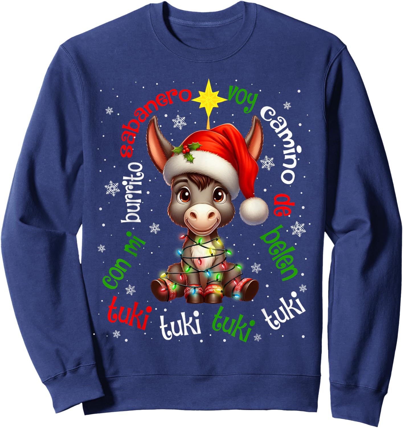 Tuki Tuki Donkey Mi Burrito Sabanero Mexican Mexico Xmas Sweatshirt - Sweatshirt | Navy